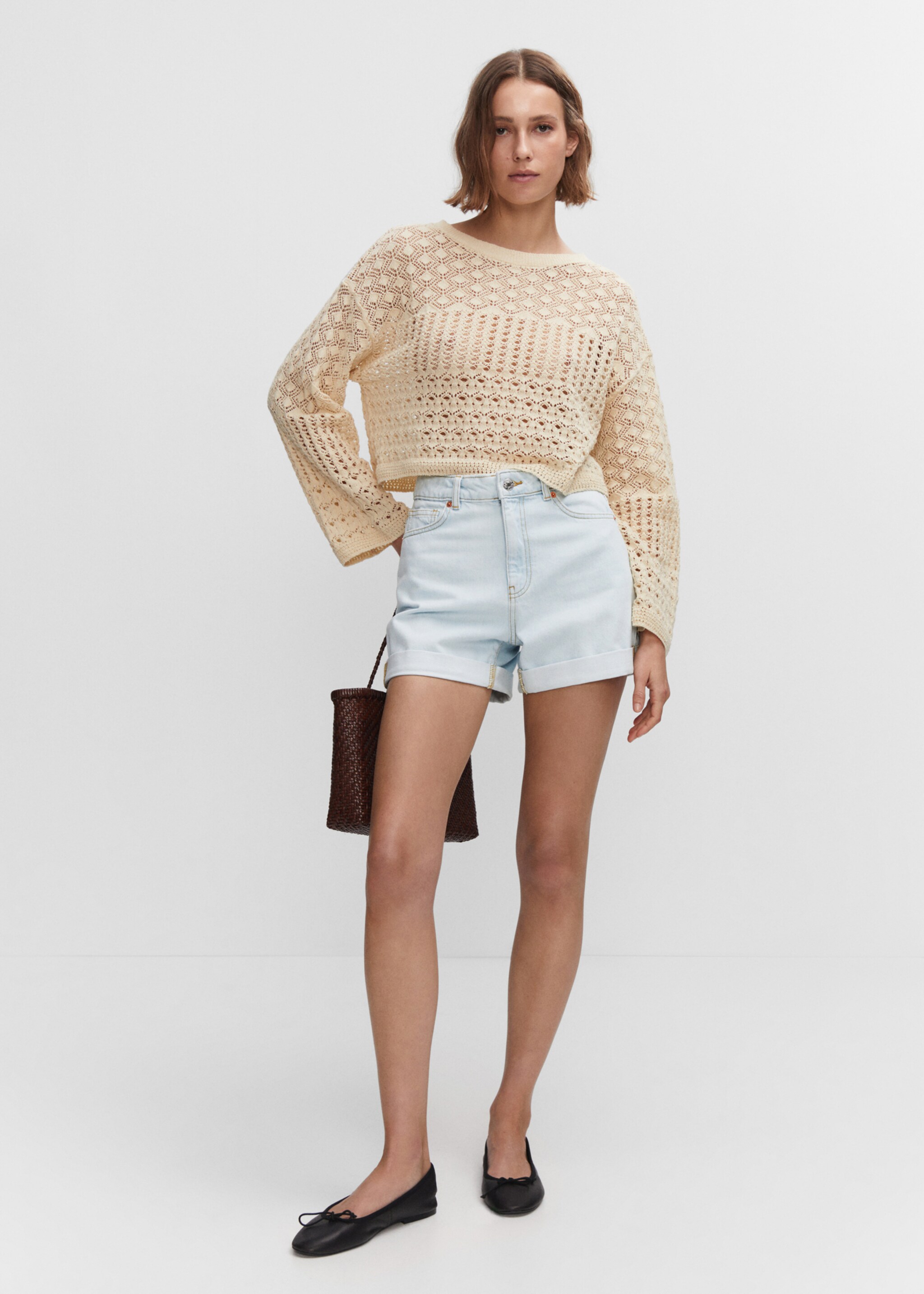 Short jean mom-fit - Plan général, Bleu délavé. Ref: 57000153-00.