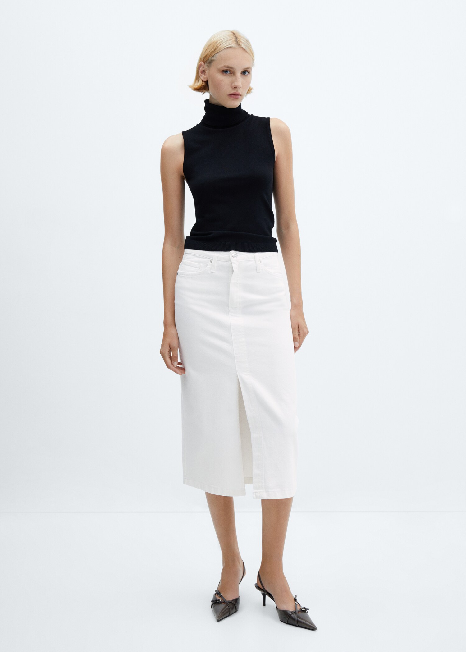 Denim midi-skirt - General plane