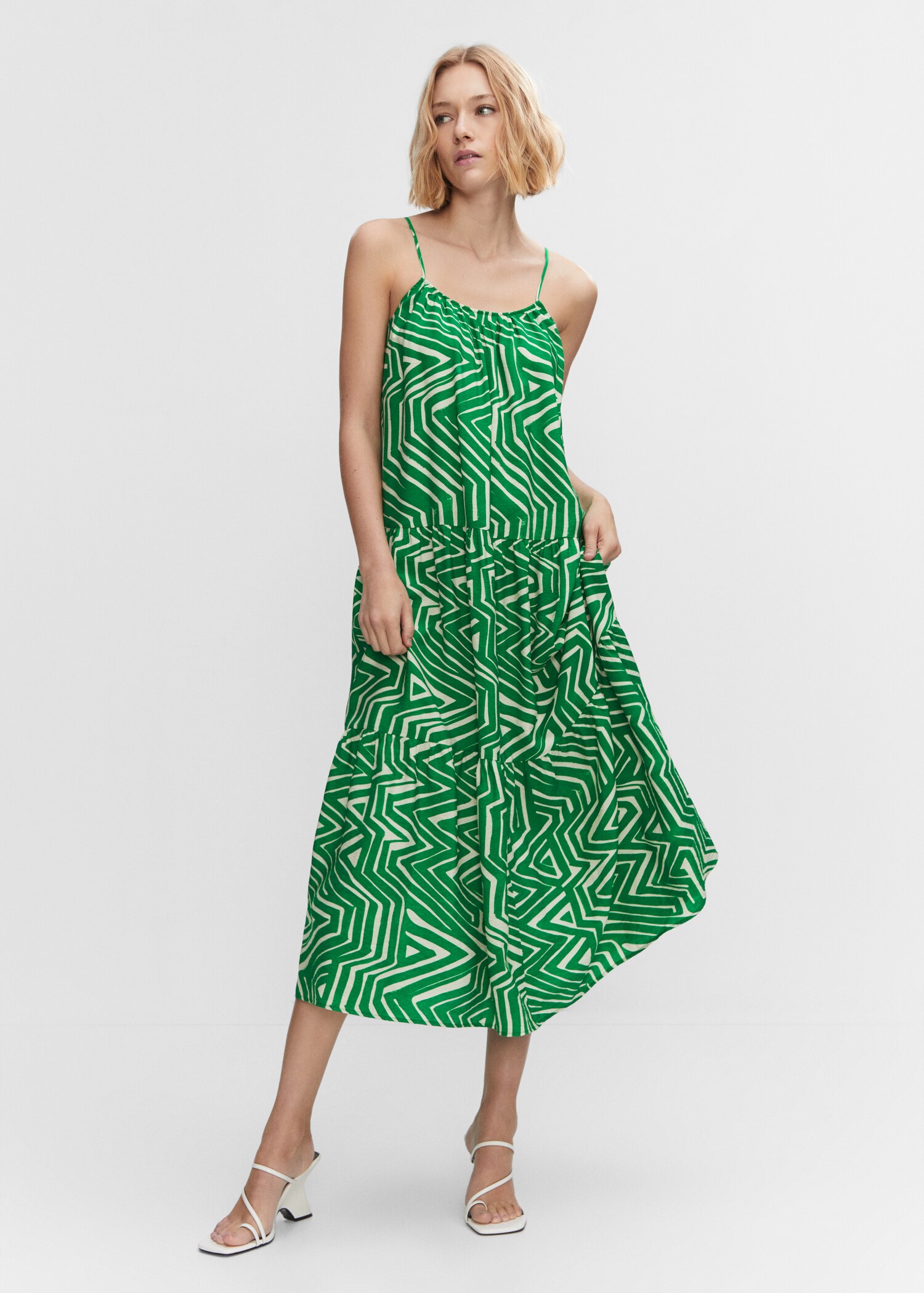 Langes, bedrucktes Kleid - Allgemeine Ansicht