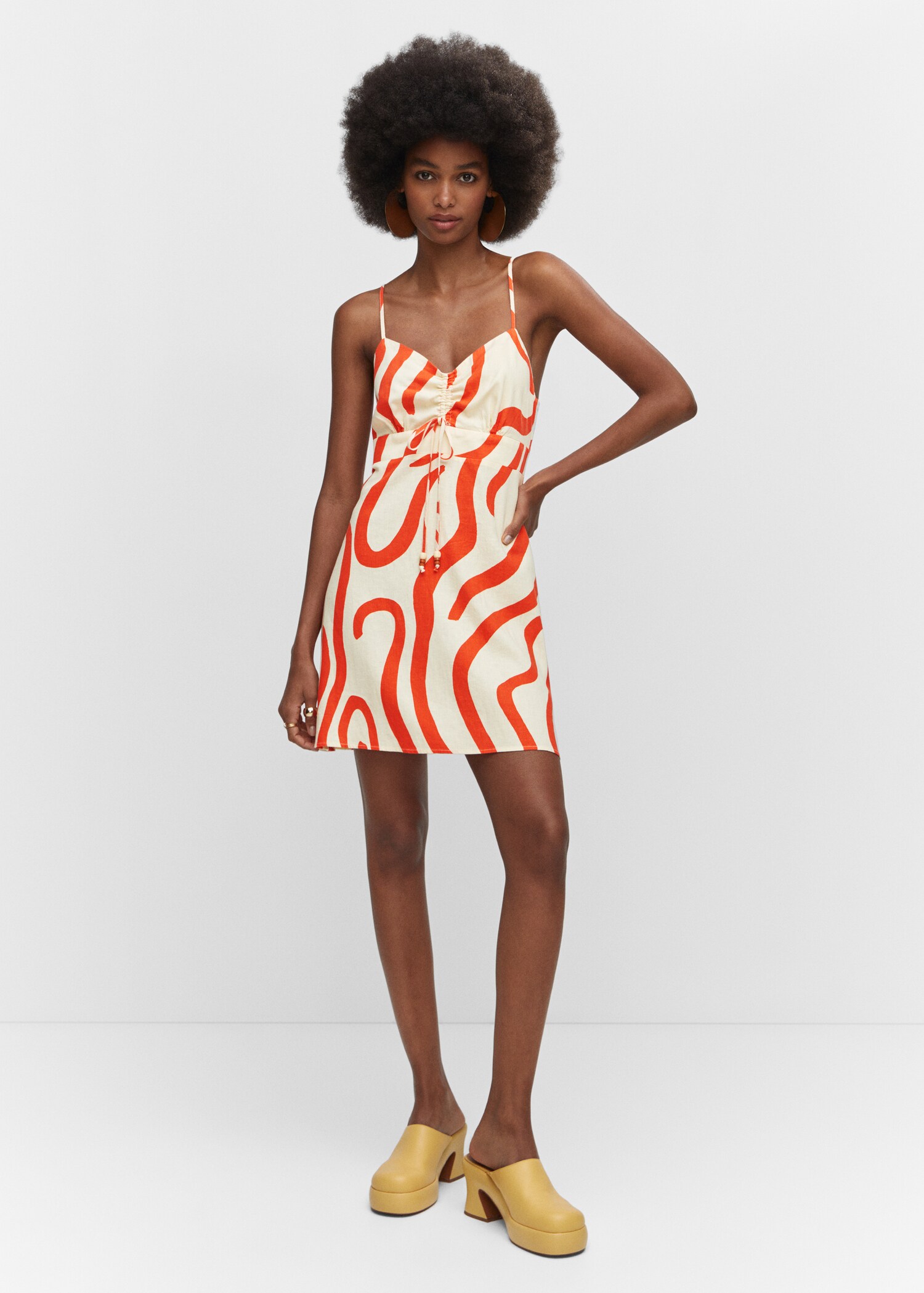 Vestido lino estampado - Plano general