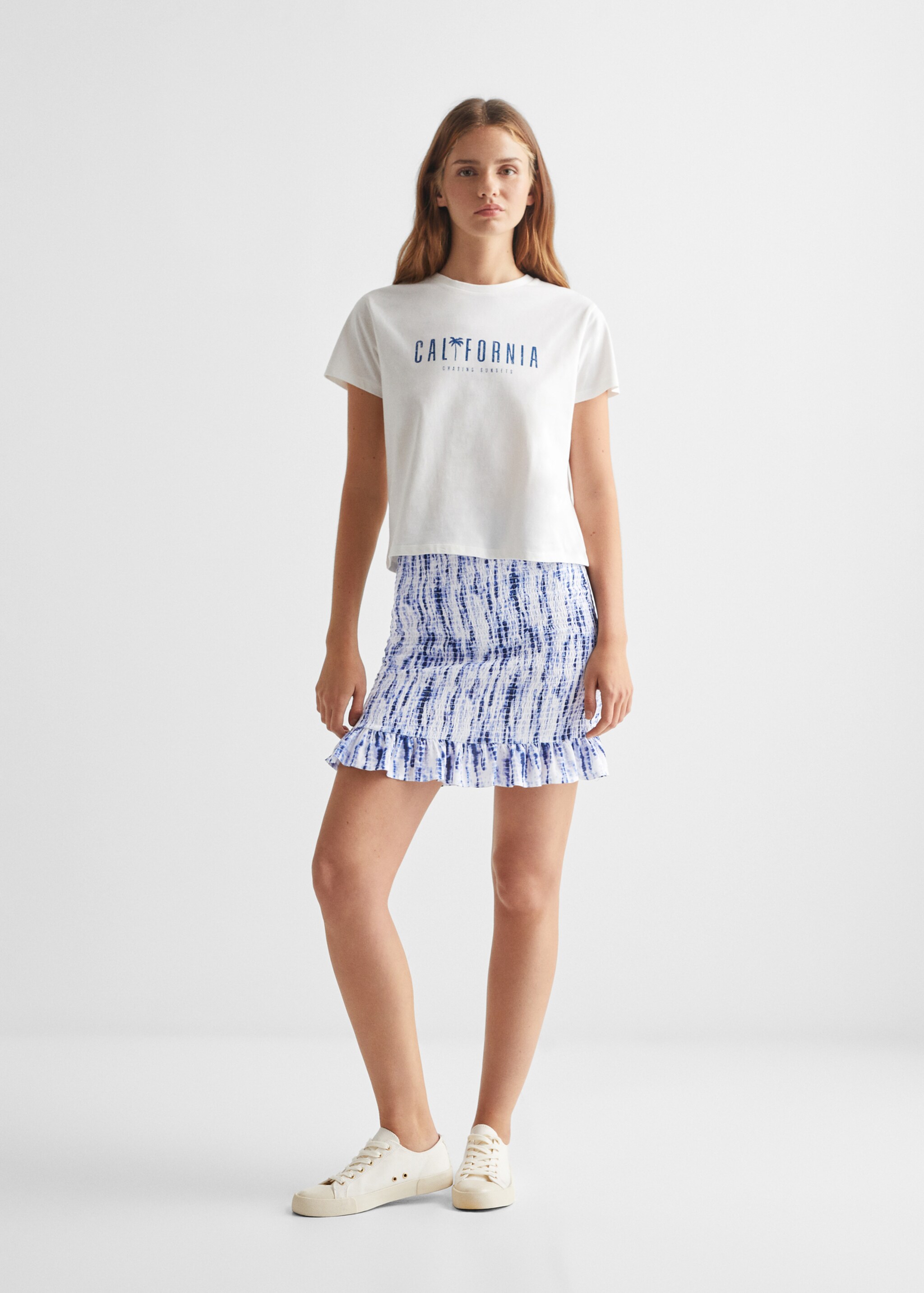 Printed pleated skirt - General plane, Off White. Ref: 57000270-00.