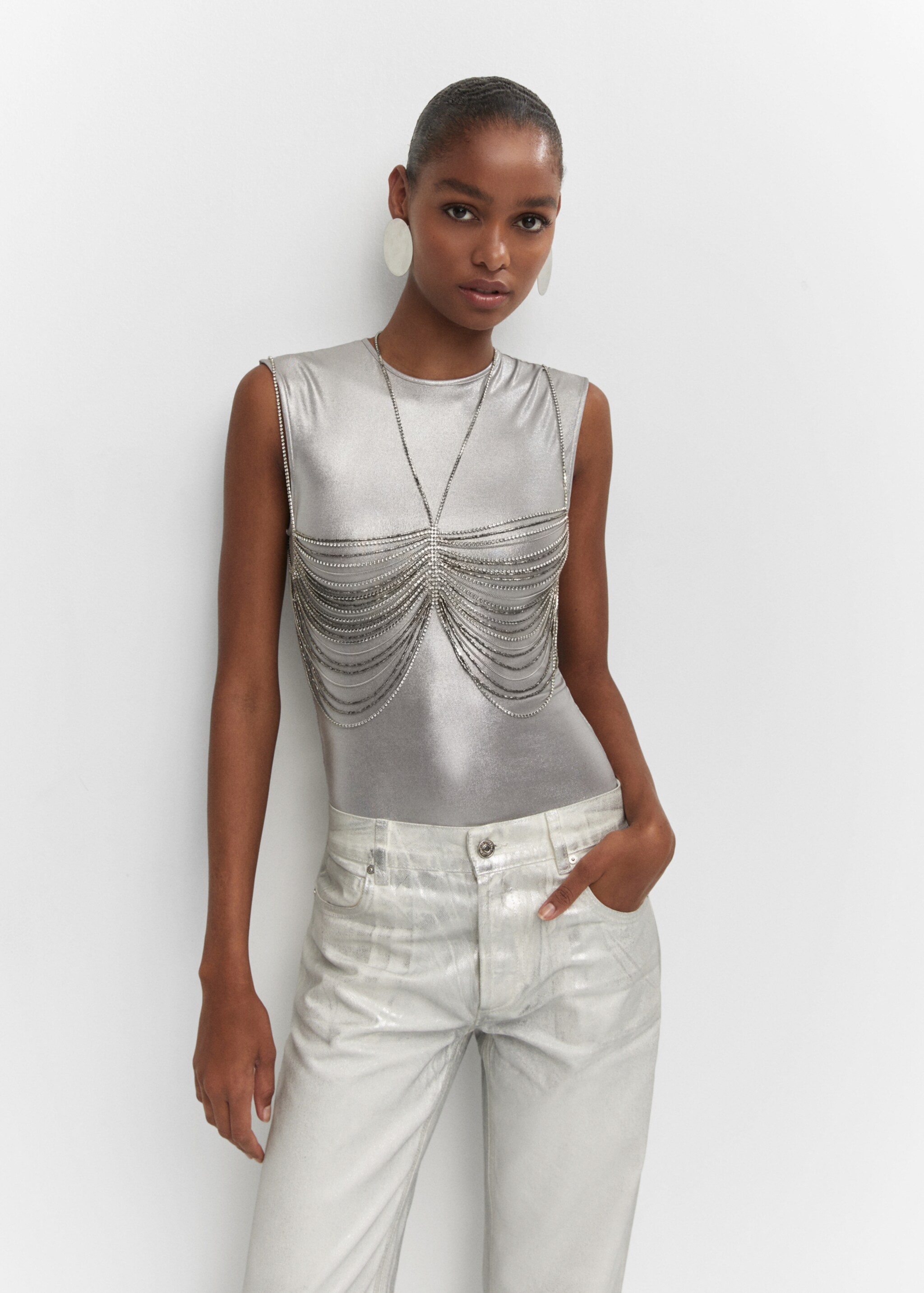 Rhinestone halter bra - General plane, Silver. Ref: 57000323-00.