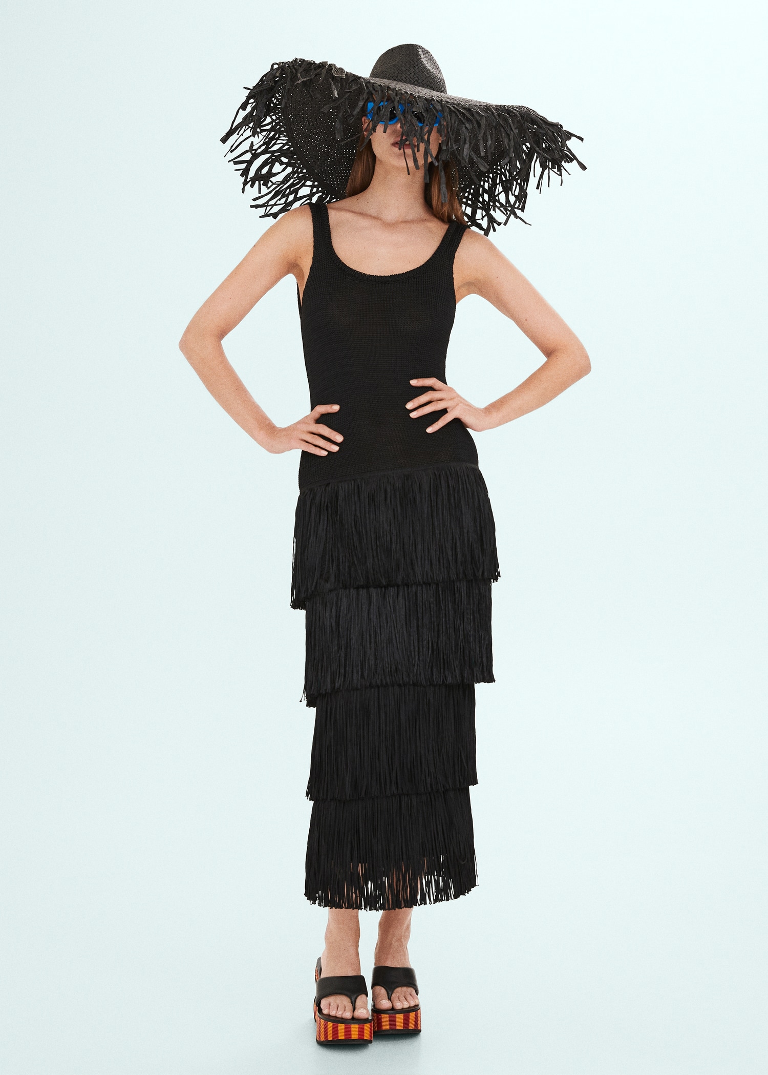 Black Trendy Fringe Knit Dress Black Trendy Fringe Knit Dress