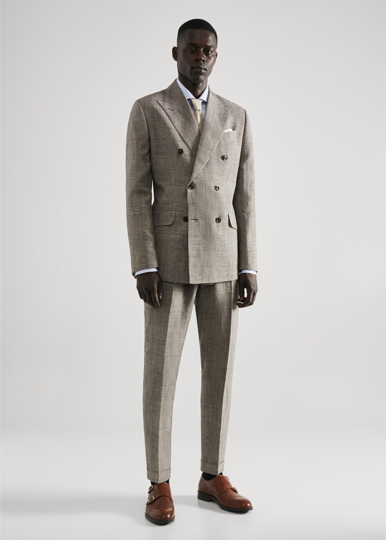 Check linen suit jacket - General plane