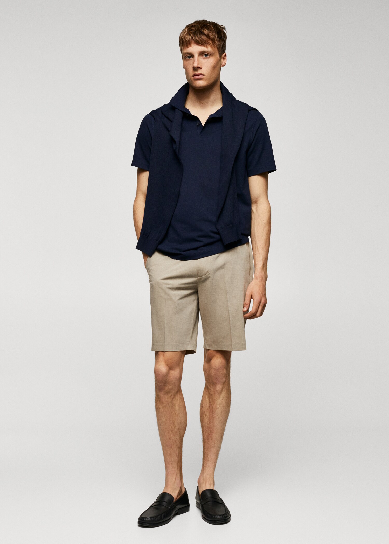 Polo slim-fit piqué de coton texturé - Plan général