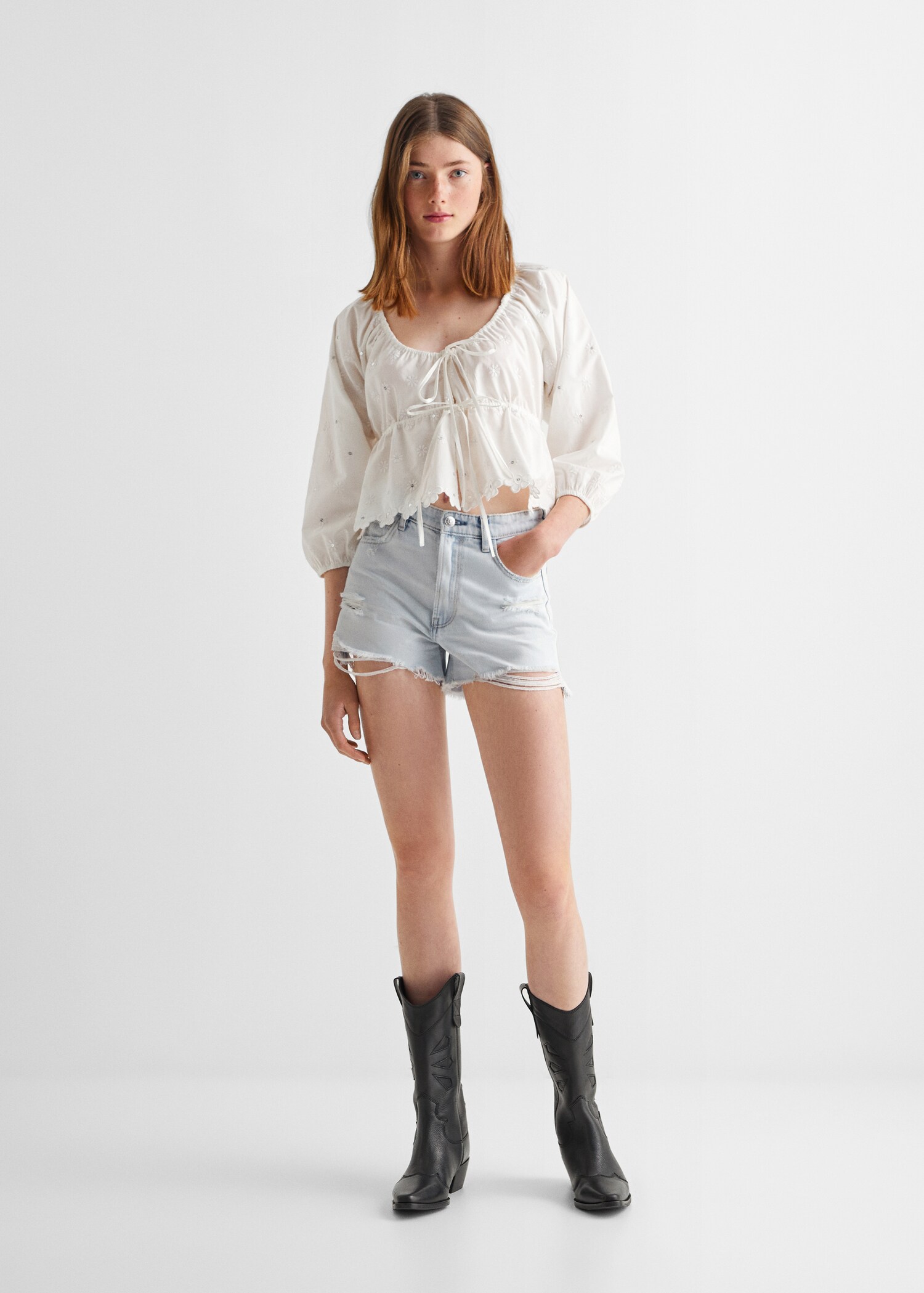 Puffed sleeves floral shirt - General plane