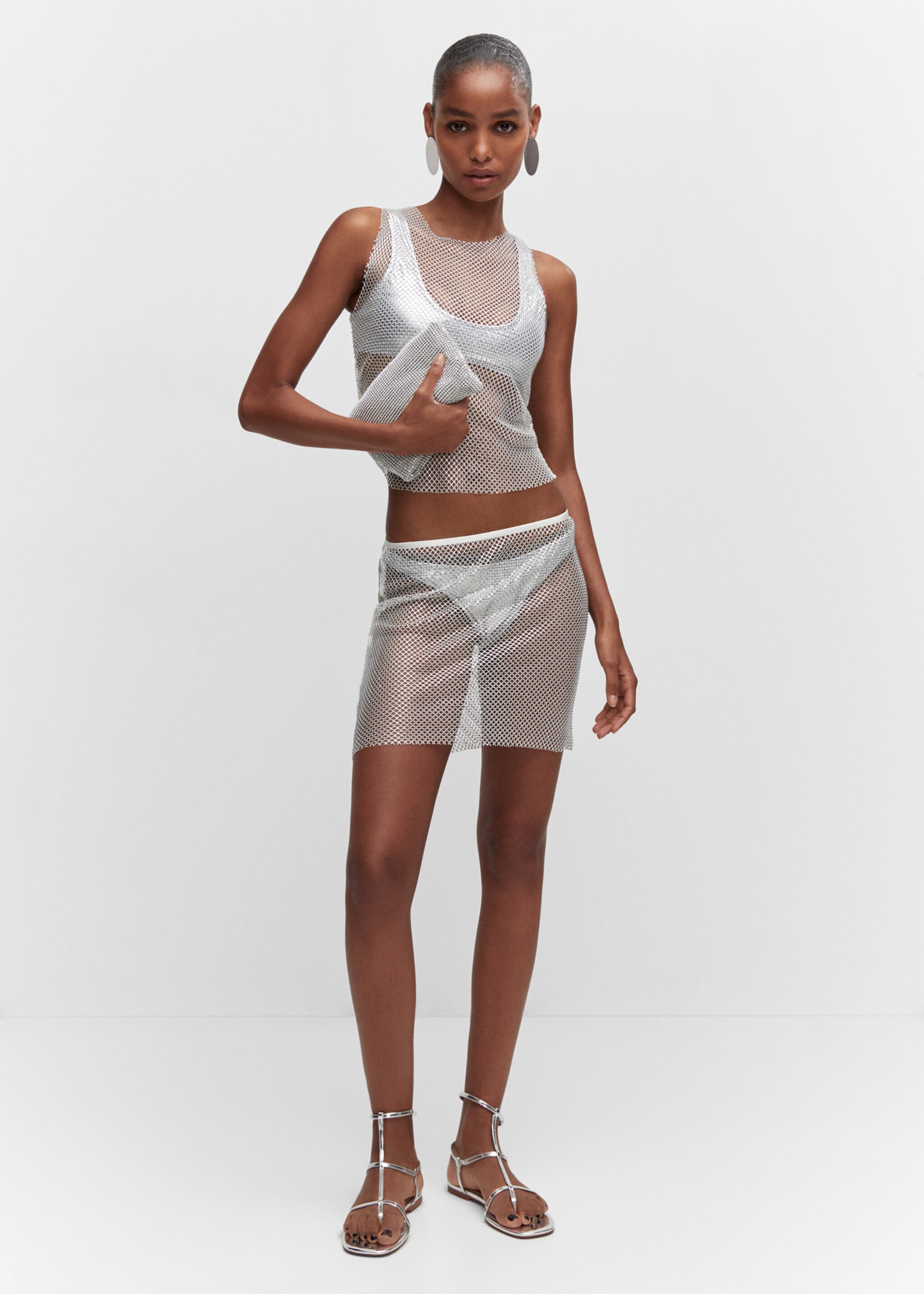 Rhinestone mesh skirt - General plane