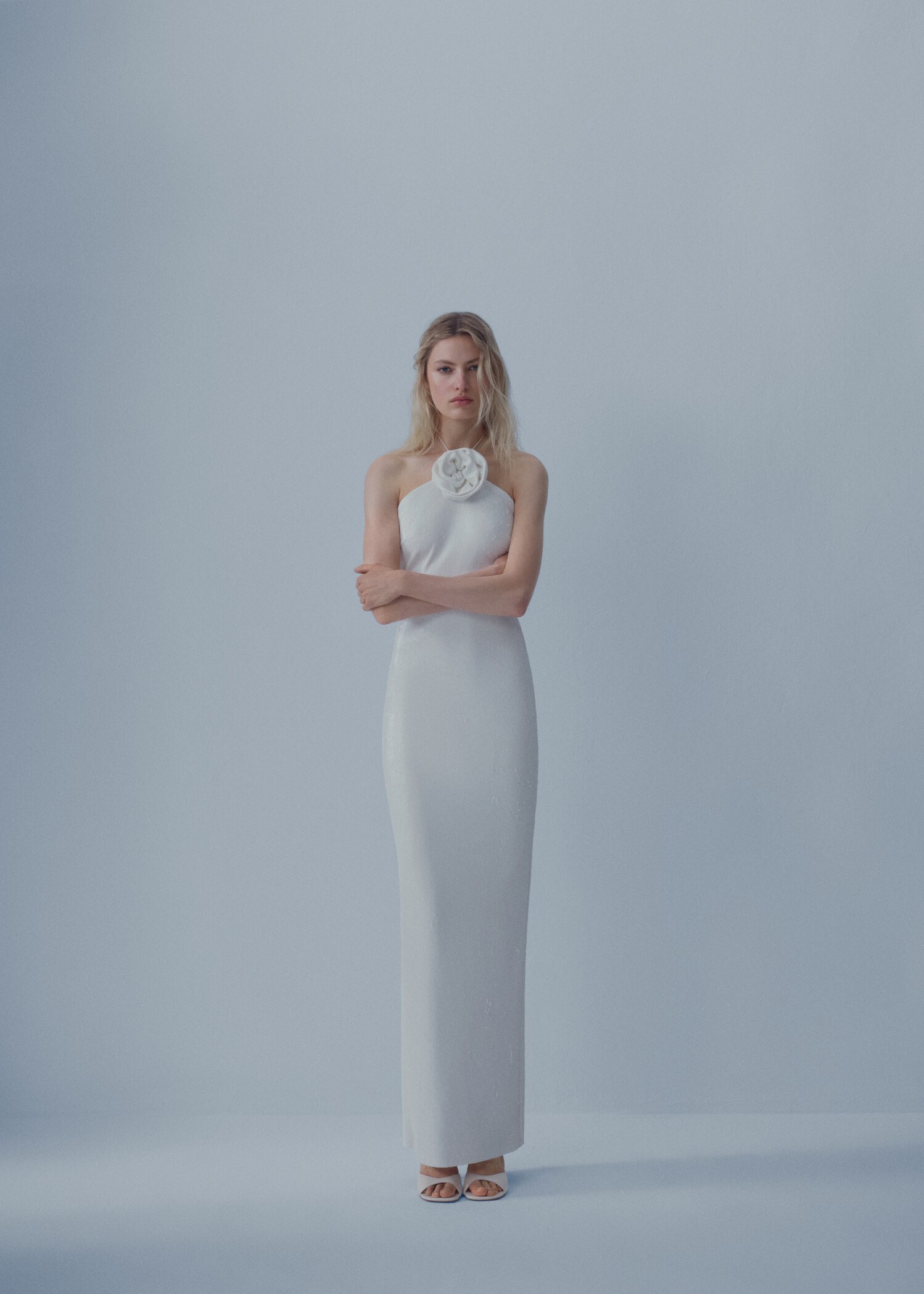 Sequined maxi flower dress - General plane