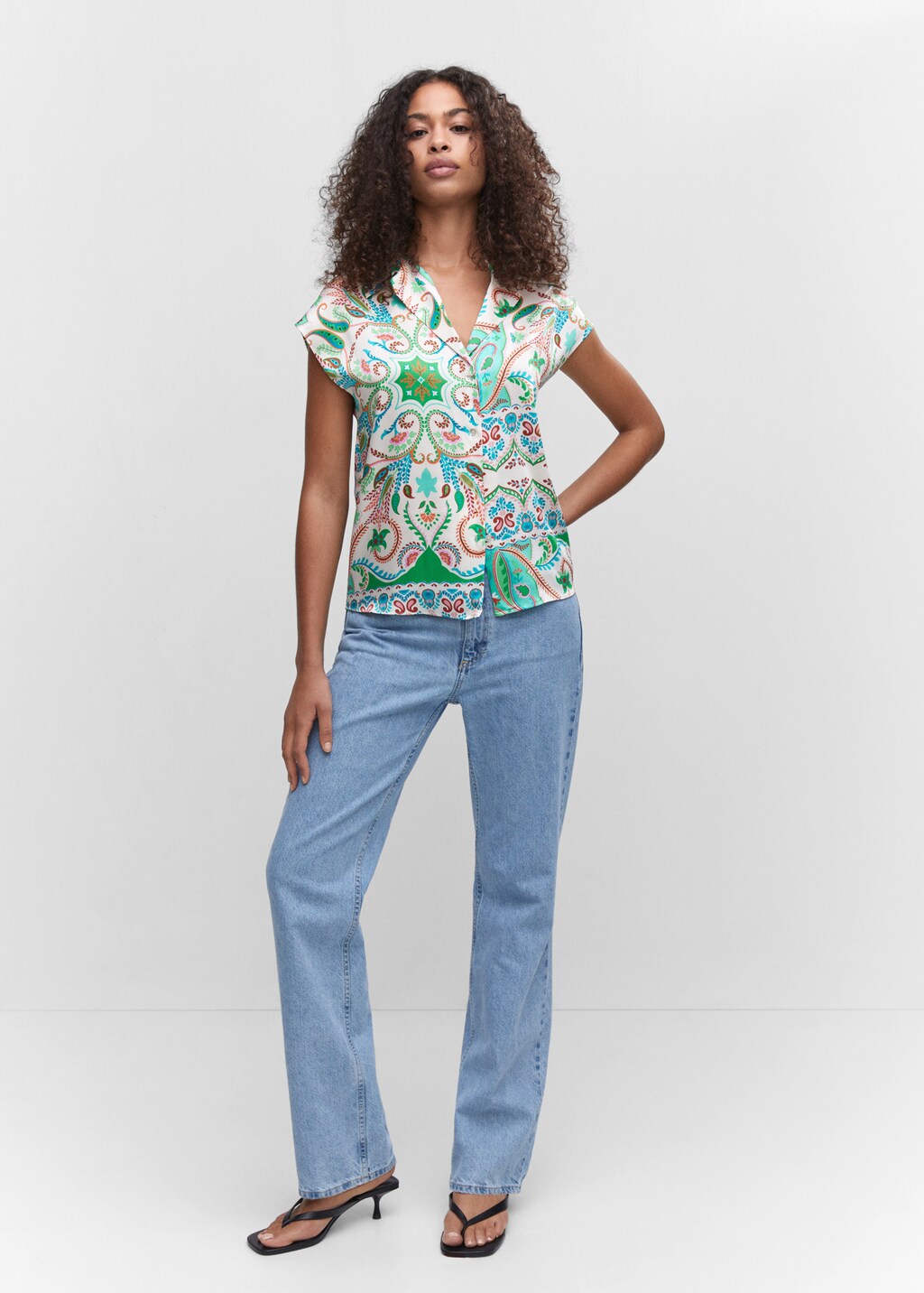 satin print top