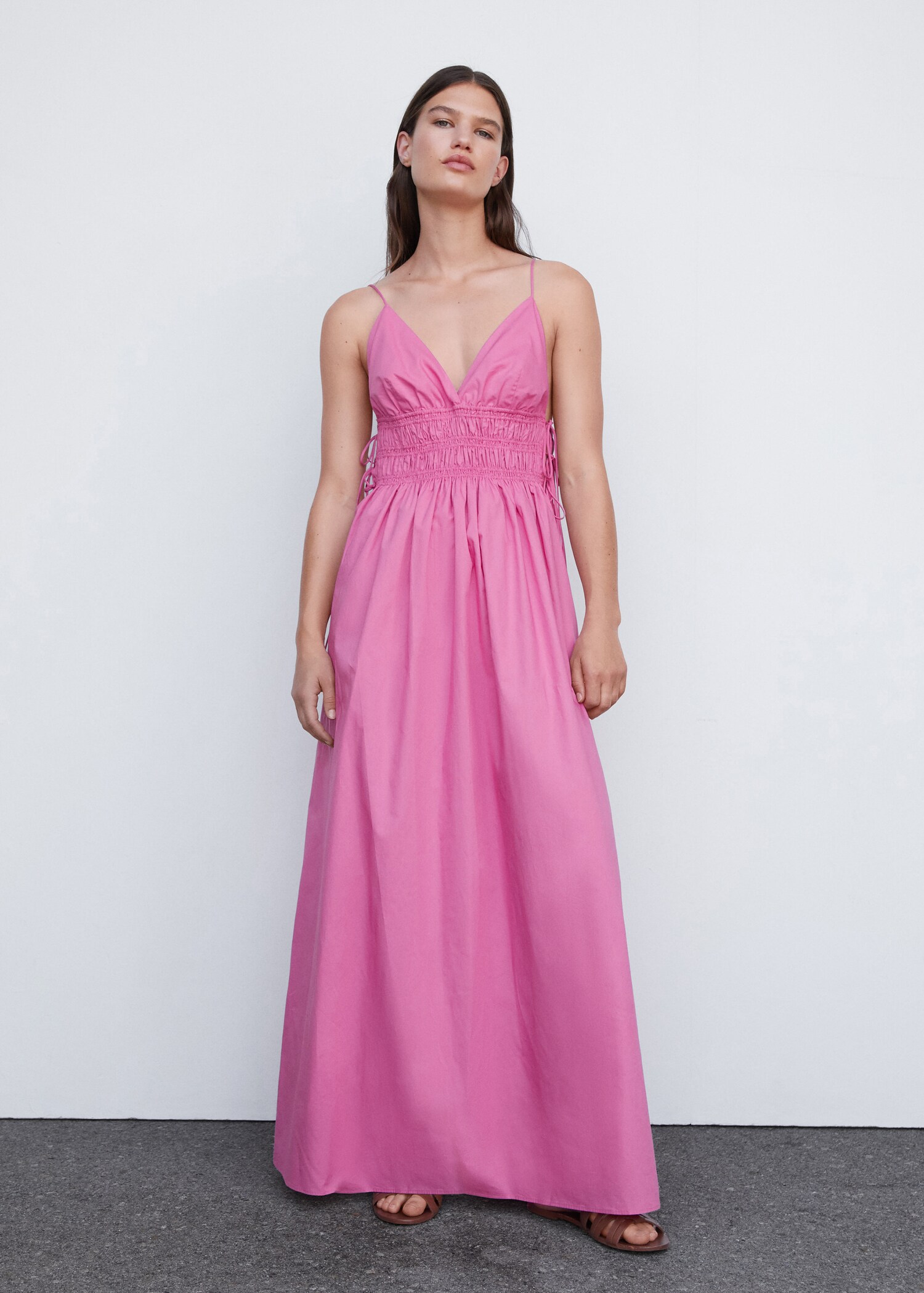 Cotton dress with side ties - General plane