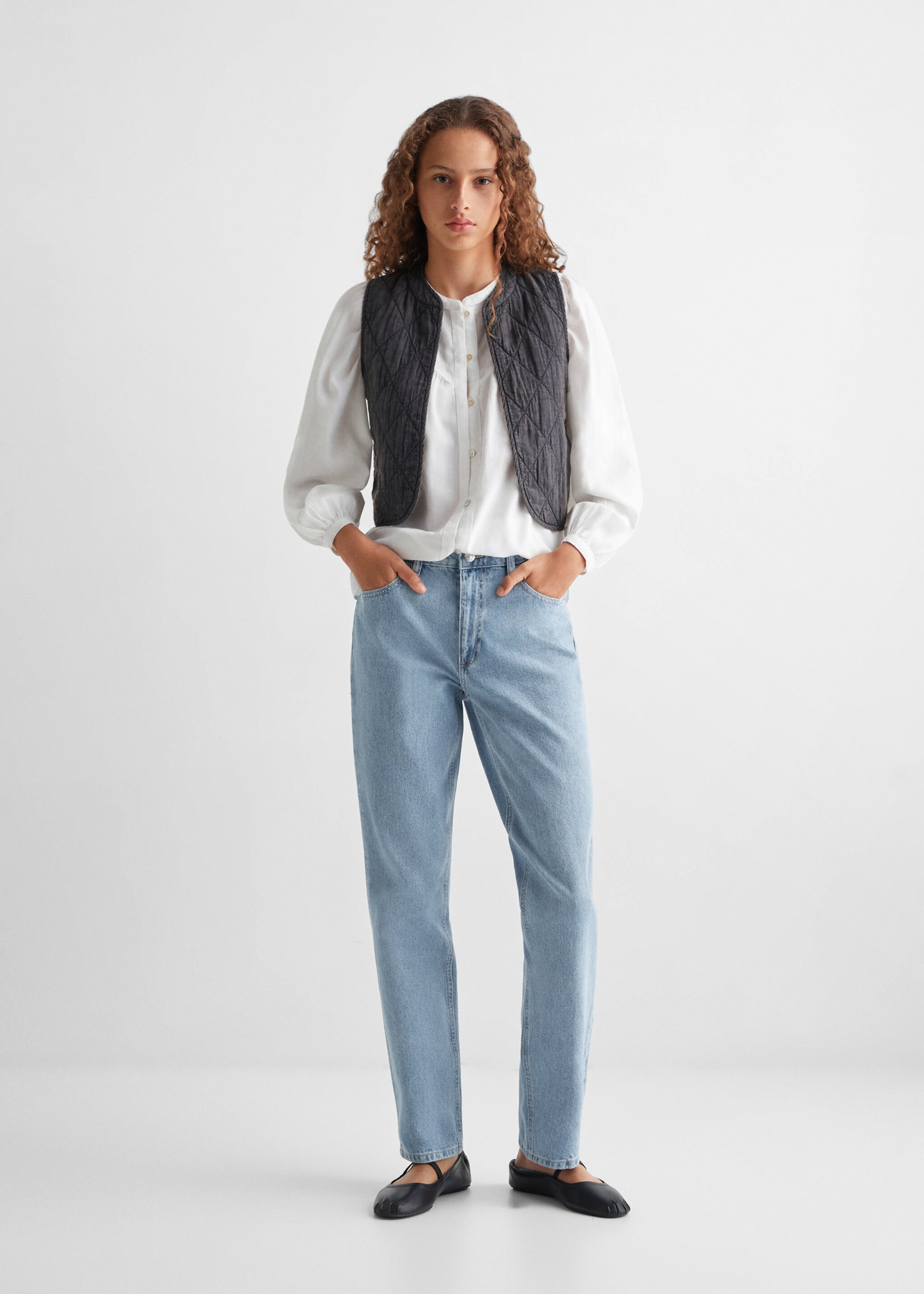 100% cotton mom-fit jeans - General plane, Light Blue. Ref: 57003260-00.