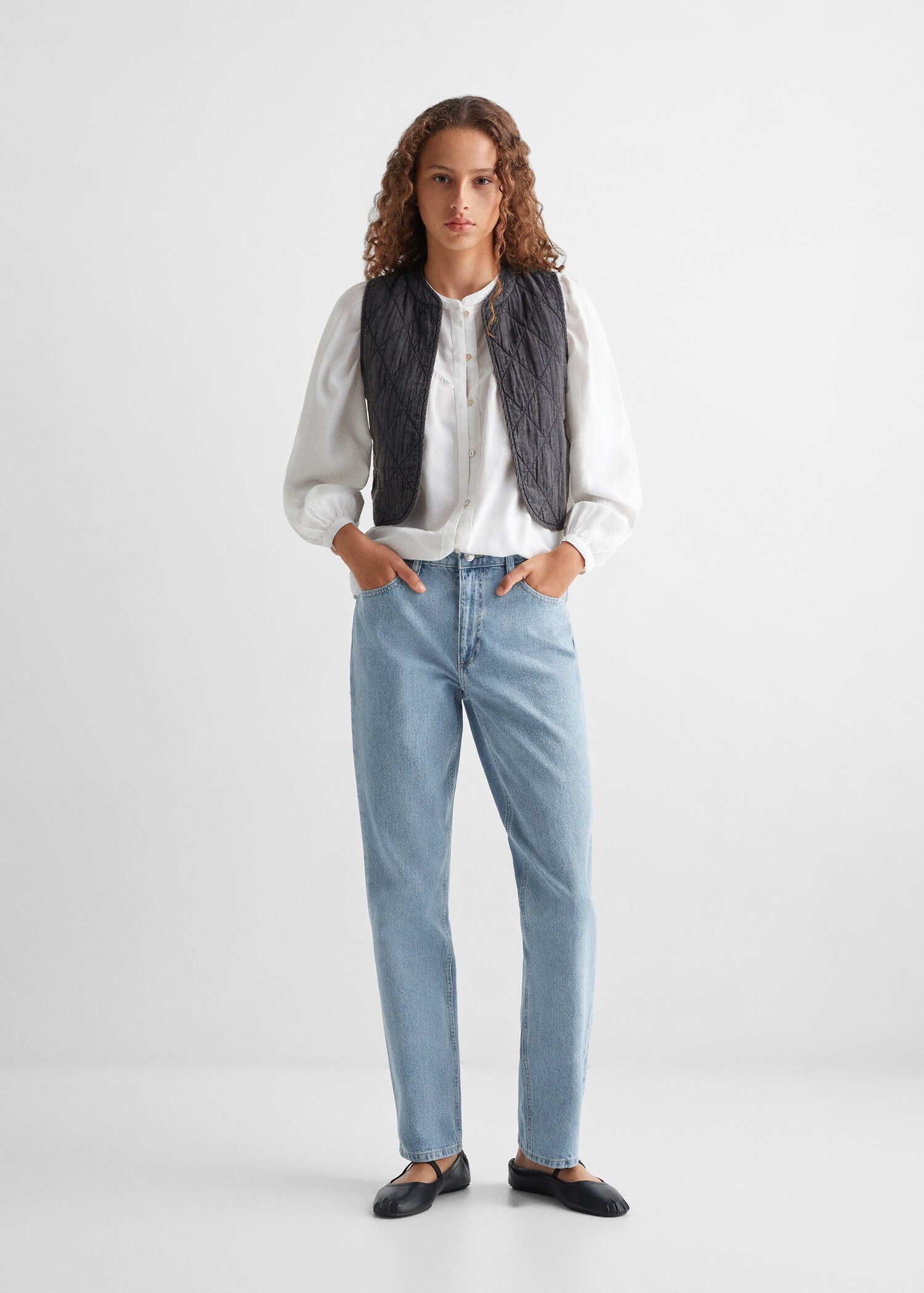 100% cotton mom-fit jeans - General plane