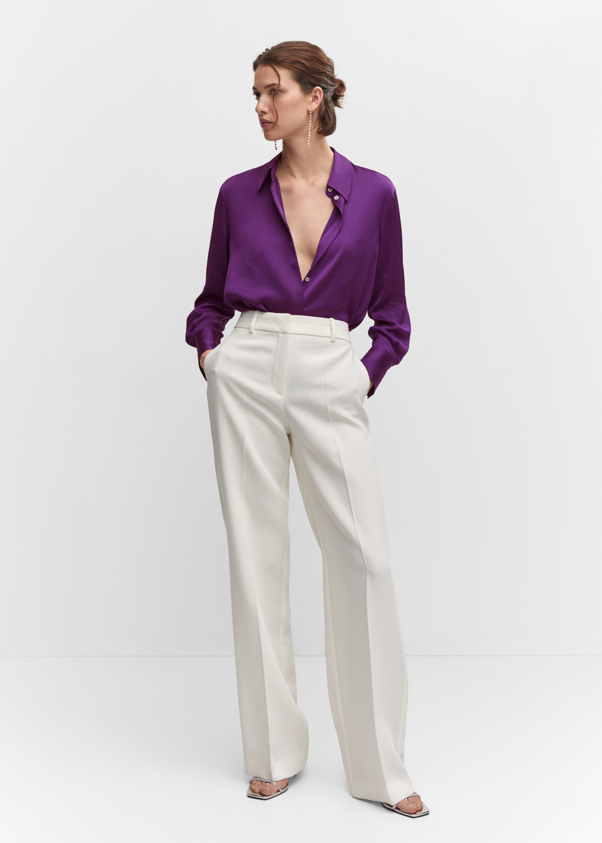 Fließende Satinbluse - Allgemeine Ansicht, Lila. Ref: 57003777-00.