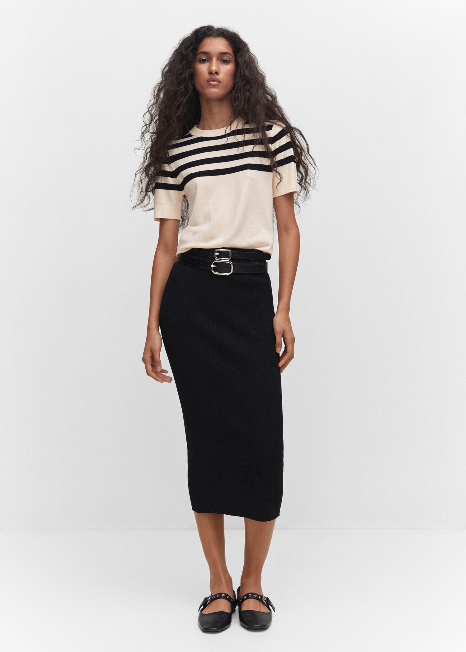 Gestreifter Kurzarm-Pullover - Damen | MANGO OUTLET Deutschland 