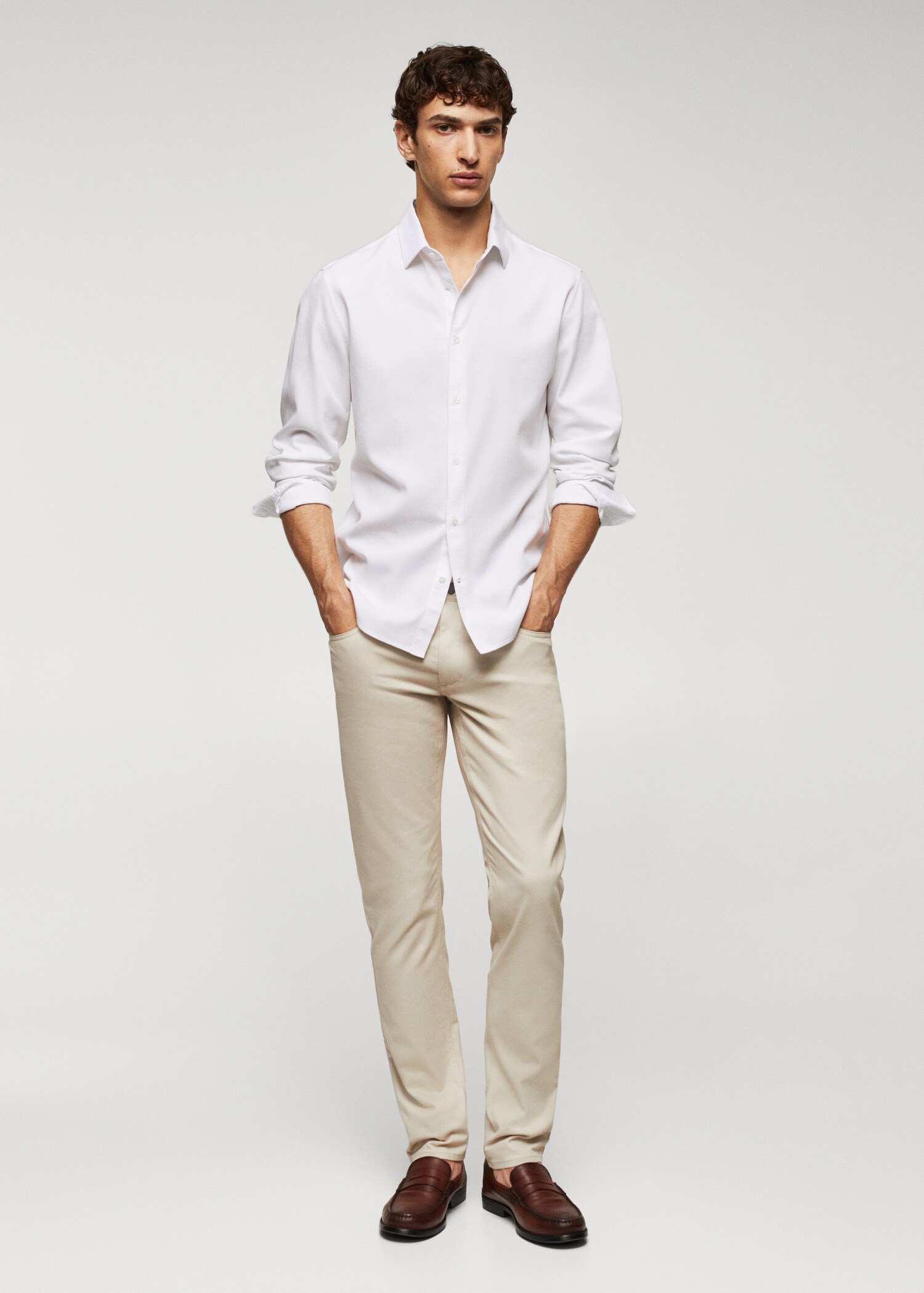 Slim-fit cotton structured shirt - General plane