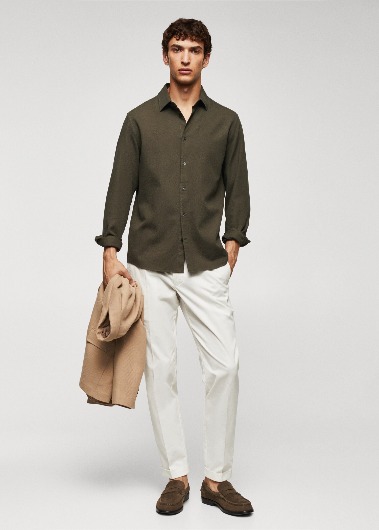 Slim-fit cotton structured shirt - General plane