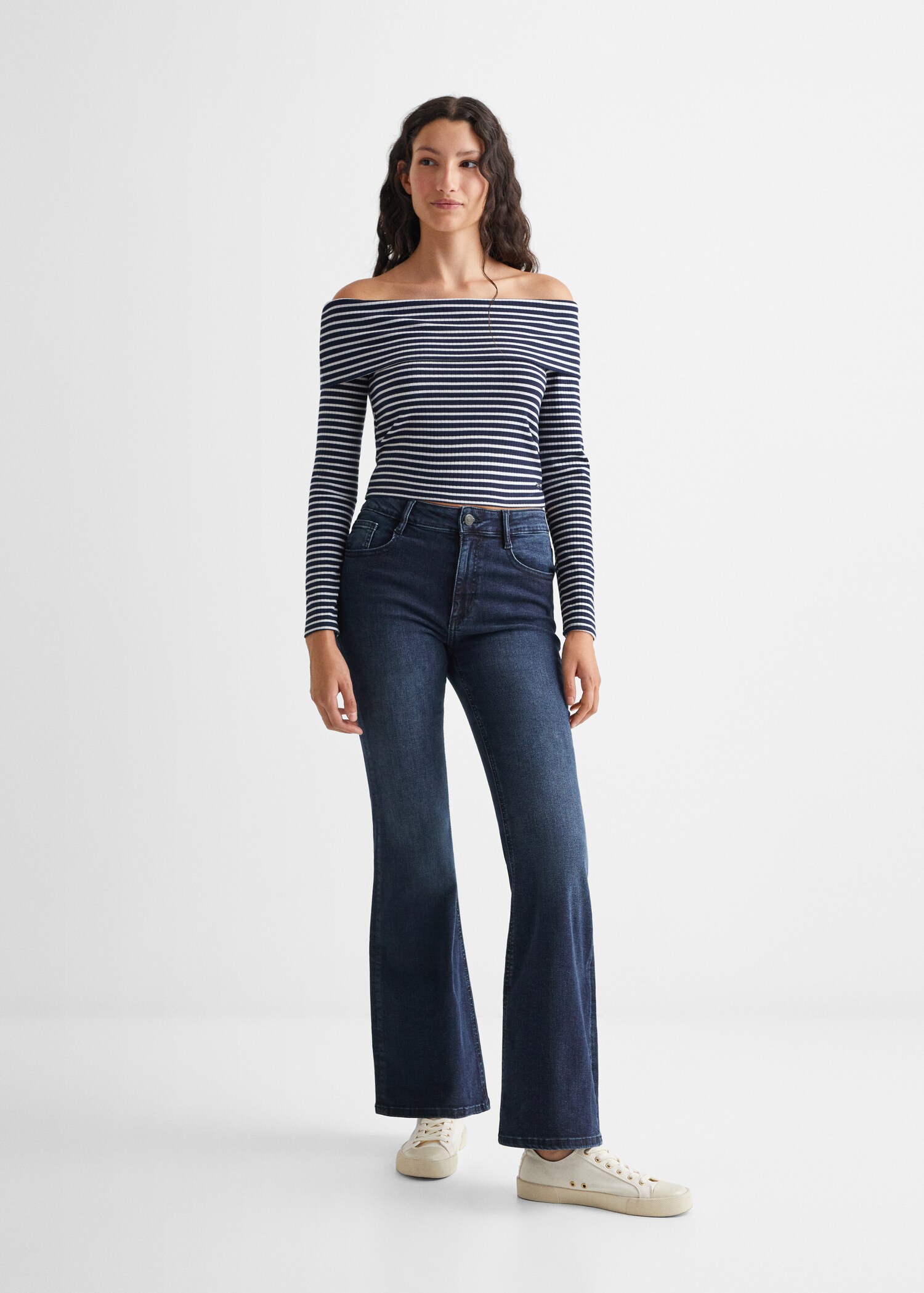 Off-shoulder stipes t-shirt - General plane