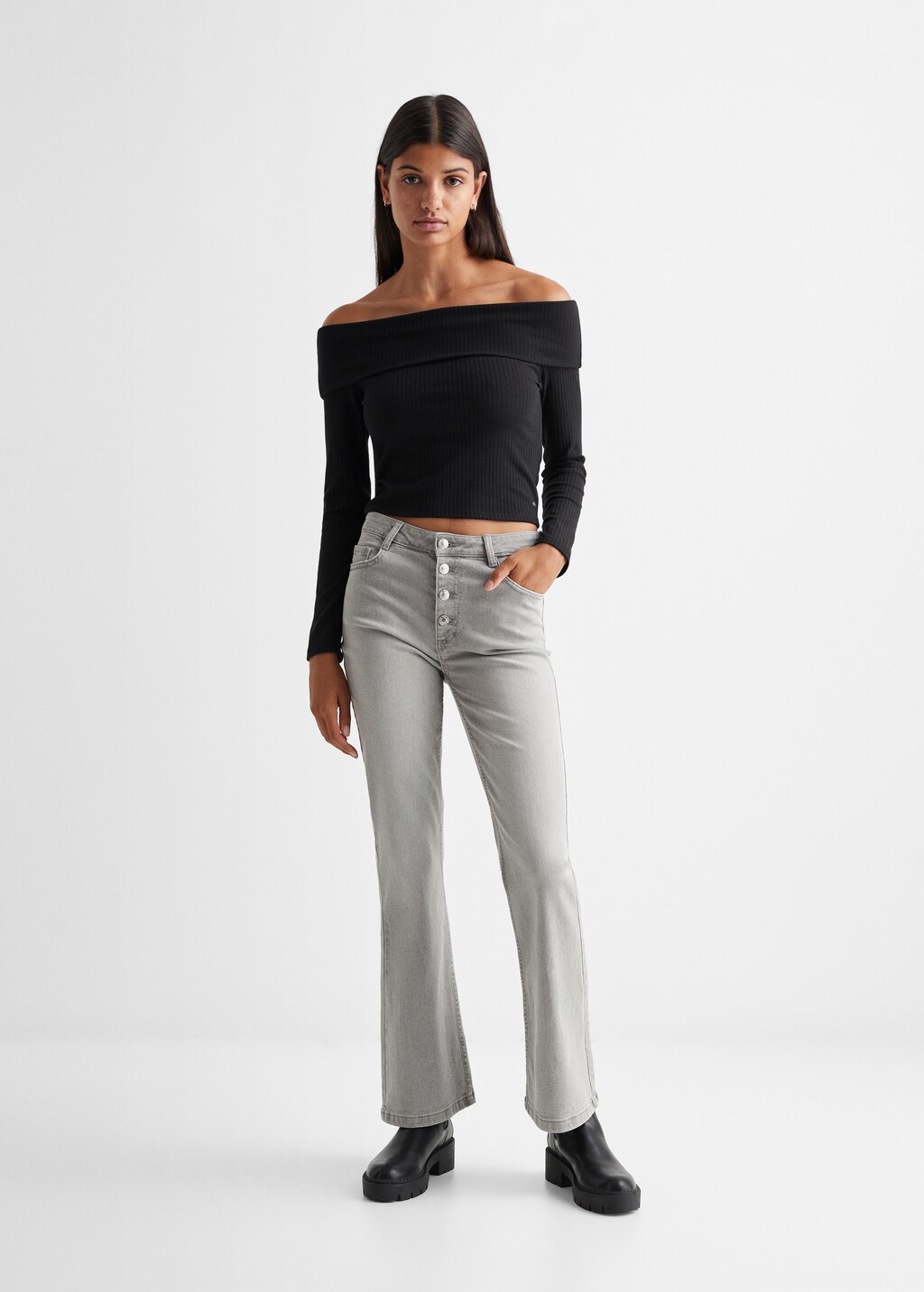 Off-shoulder stipes t-shirt - Teen Girl | MANGO OUTLET USA