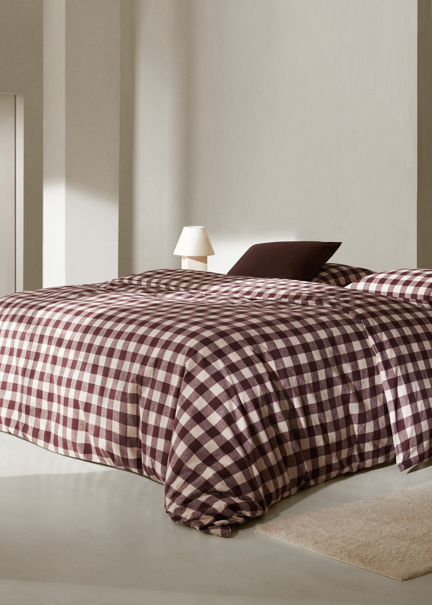 Funda nórdica franela cuadro bicolor Cama 150cm - Plano general