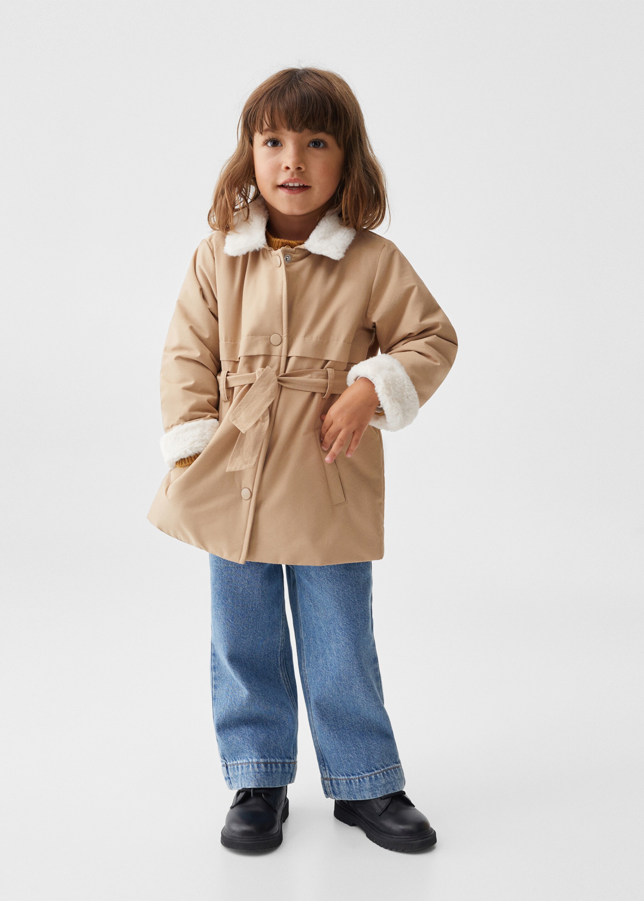 Trenchcoat mit Kunstpelzkragen - Allgemeine Ansicht