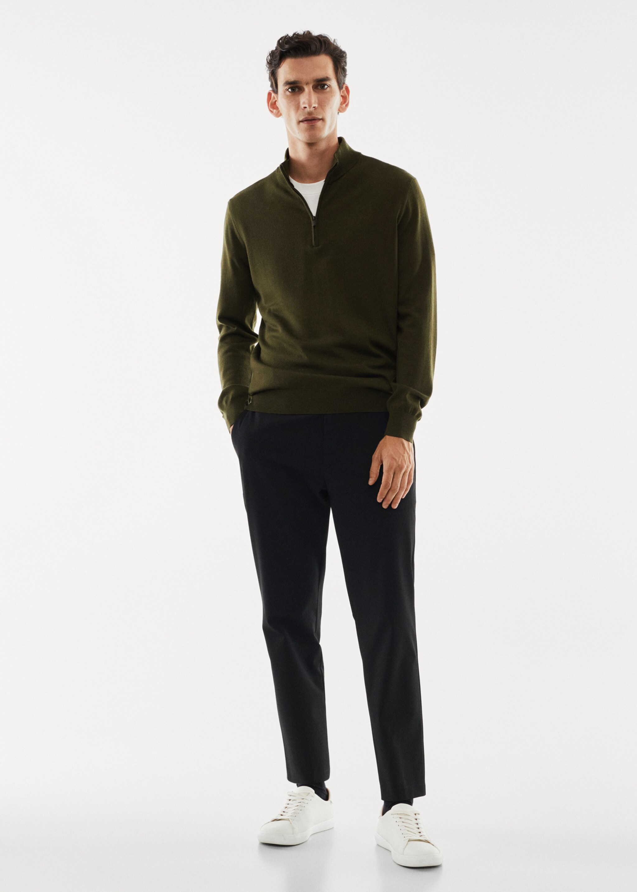 100% merino wool sweater with zip-neck - General plane