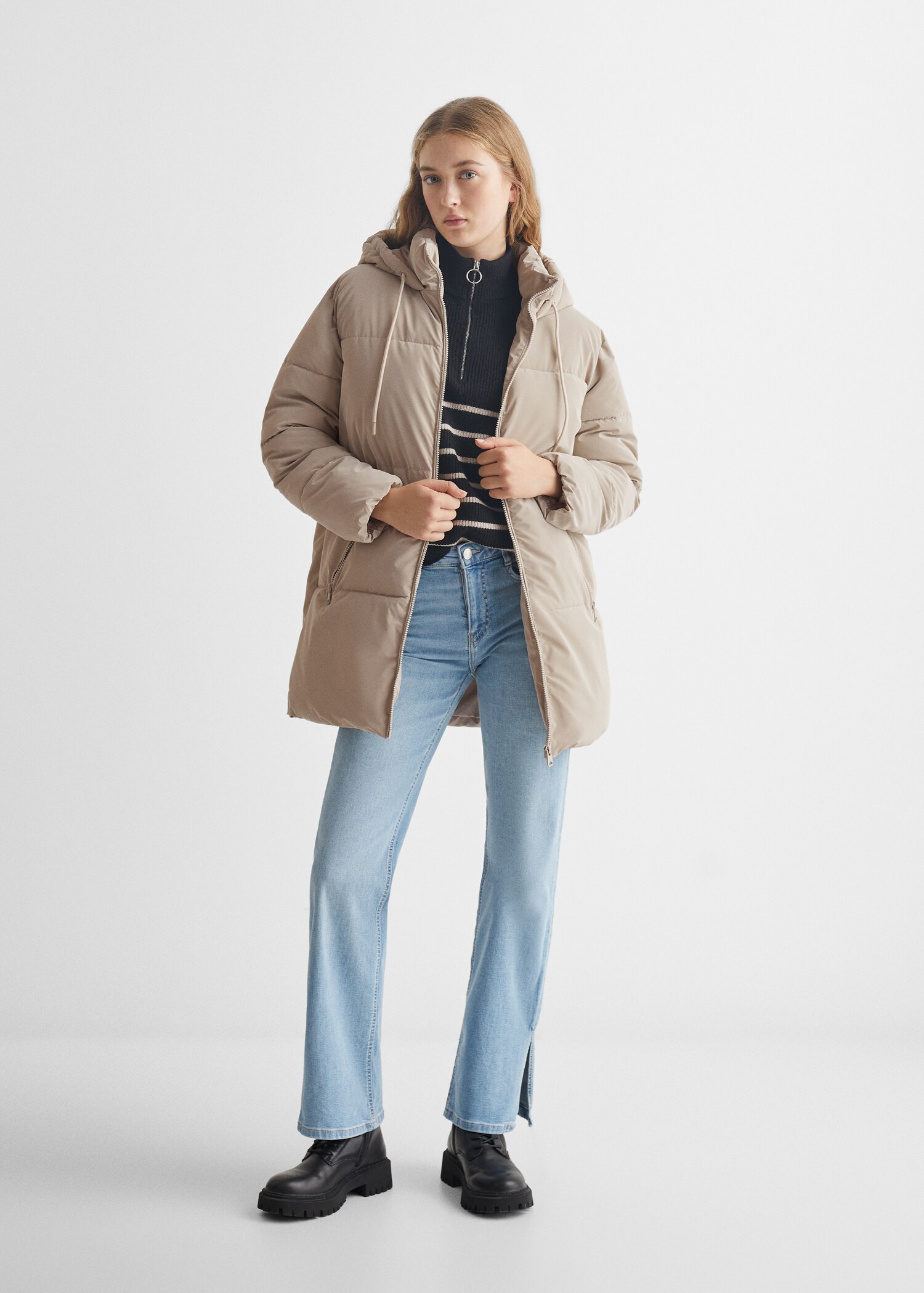 Quilted long coat - General plane
