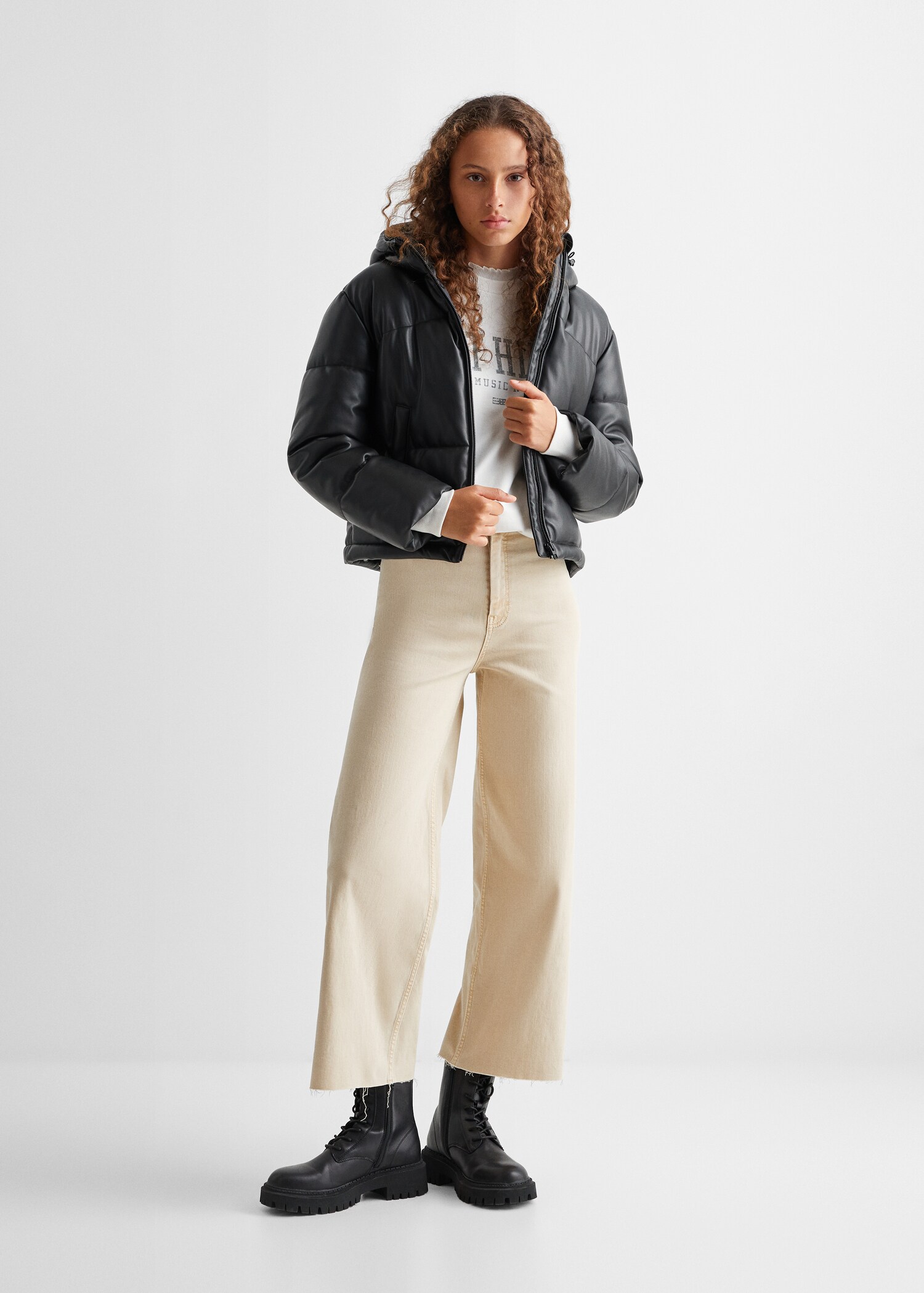 Anorak acolchado efecto piel - Plano general