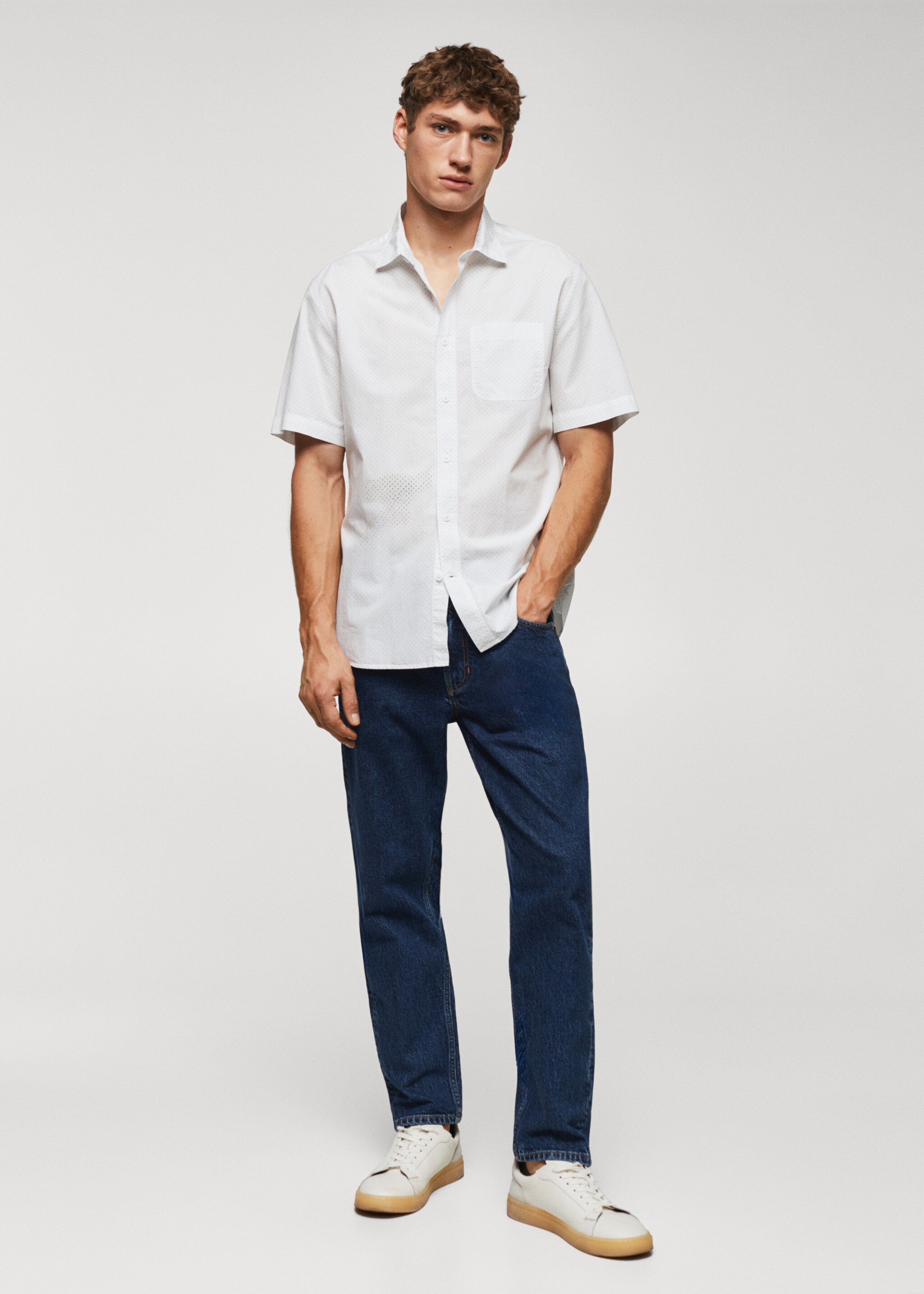 Chemise 100 % coton manches courtes en micro-imprimé - Plan général