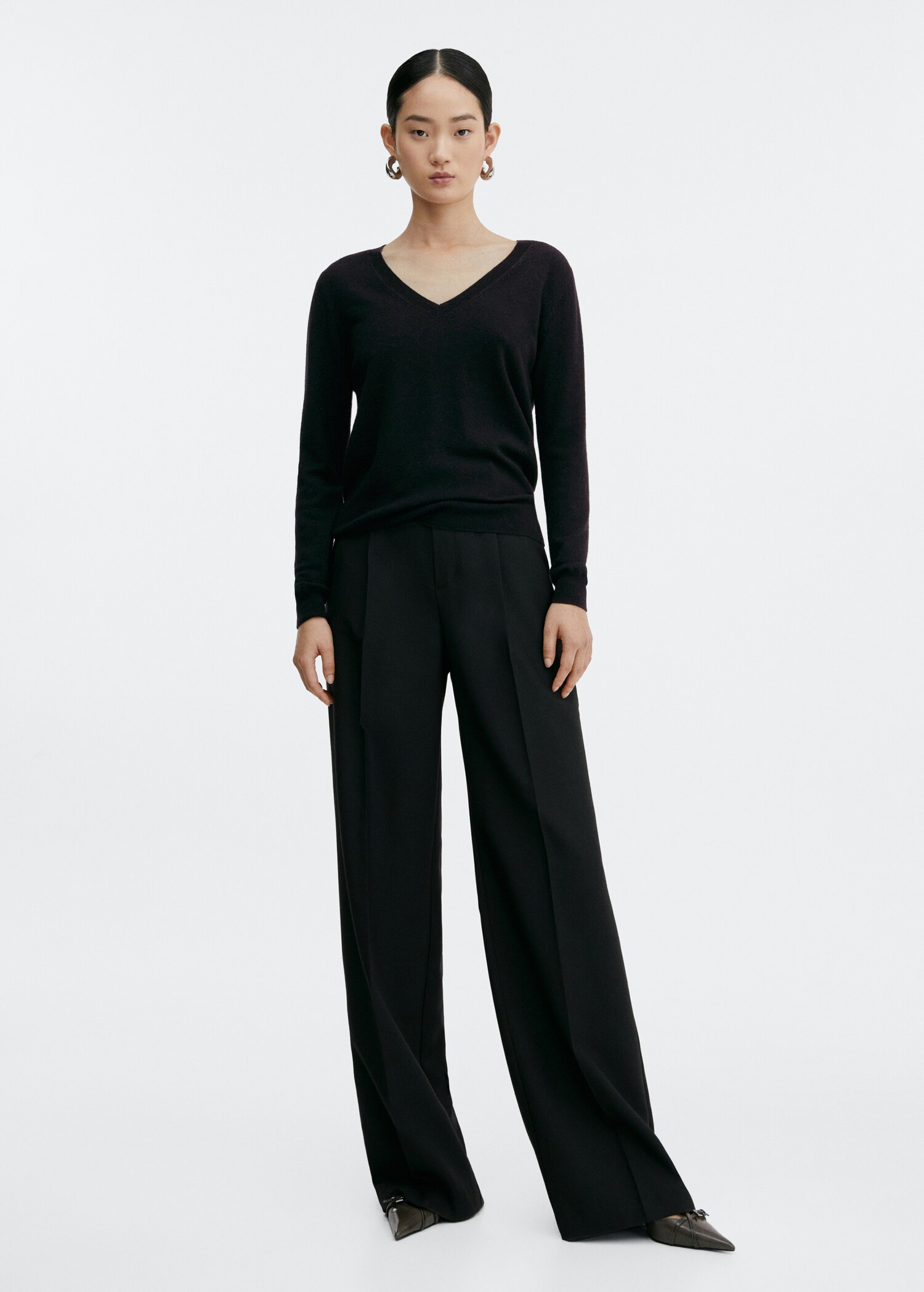 Pull-over laine col en V - Plan général