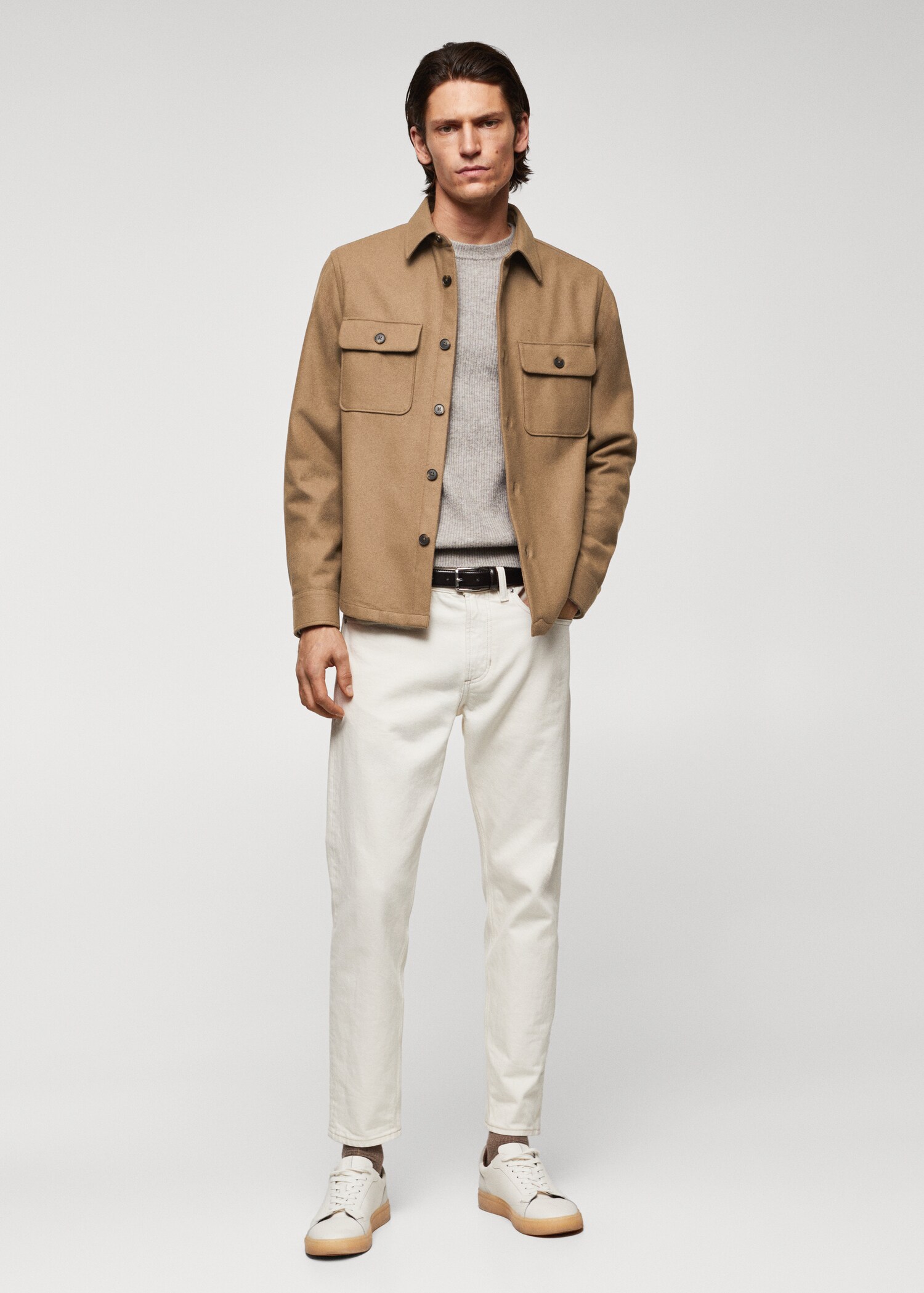 Wool overshirt with pockets - General plane