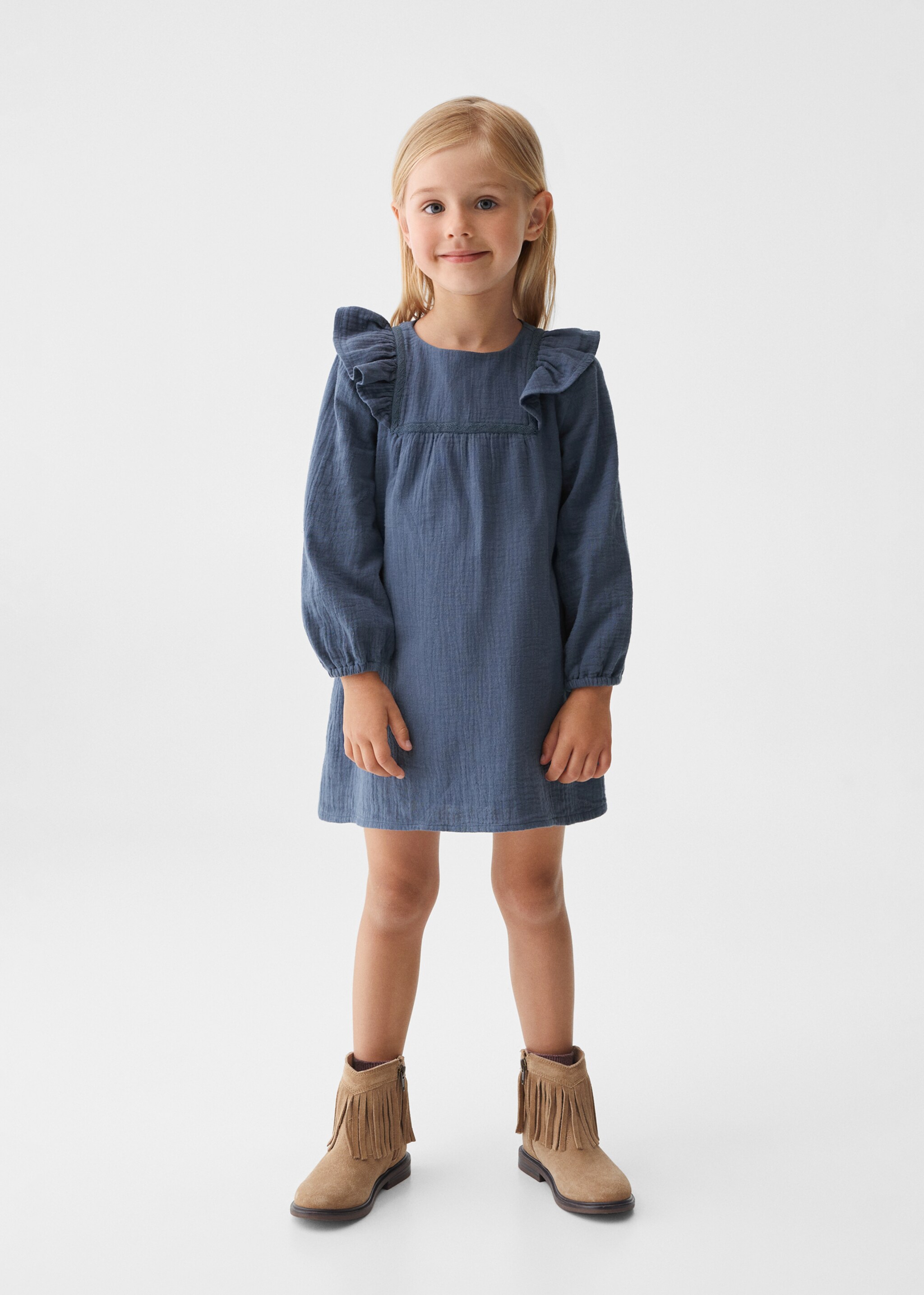 Klänning av bomullsblandning - Allmän bild, Kina Blå. Ref: 57005984-00.