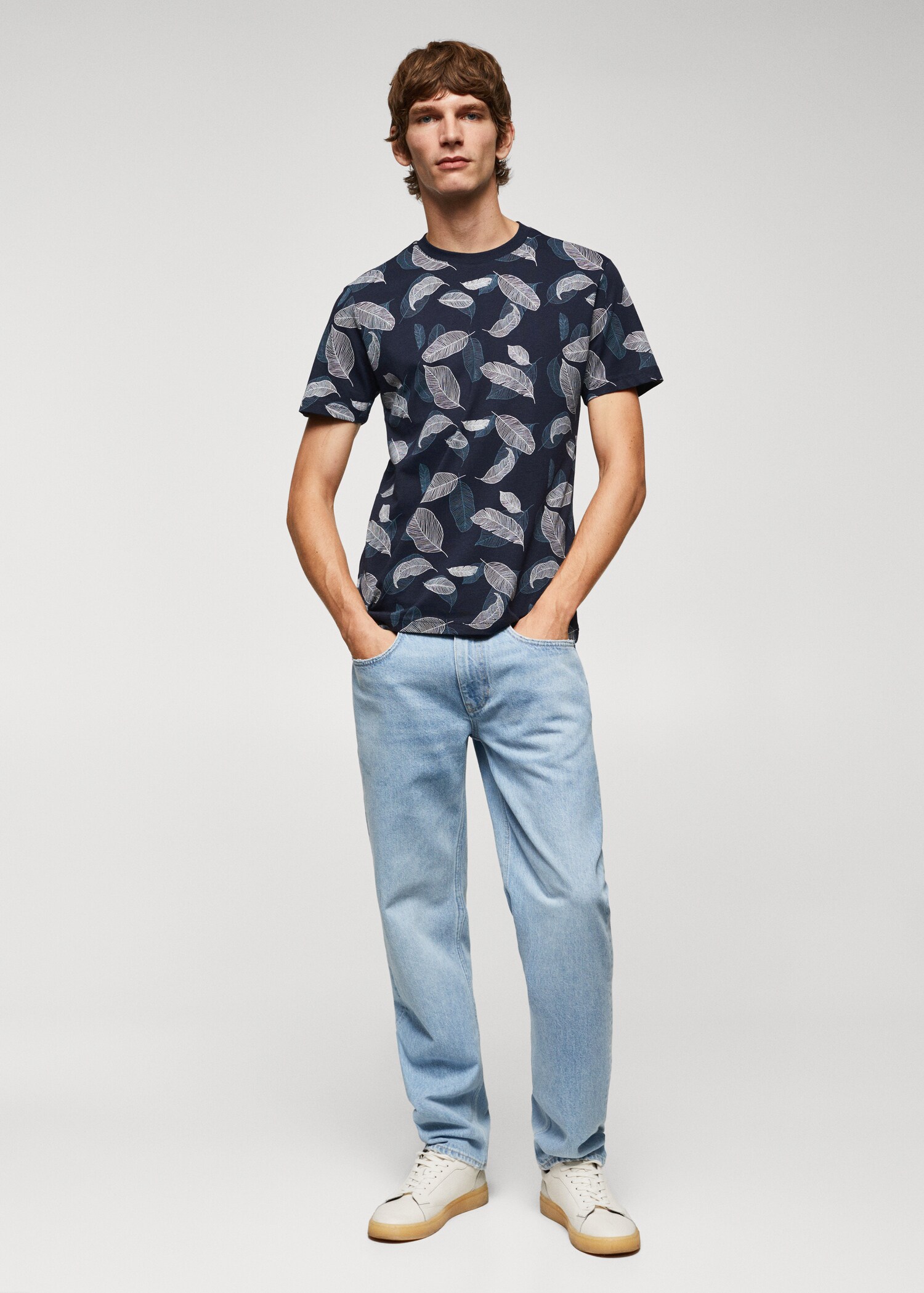 Camiseta algodón estampado hojas - Plano general