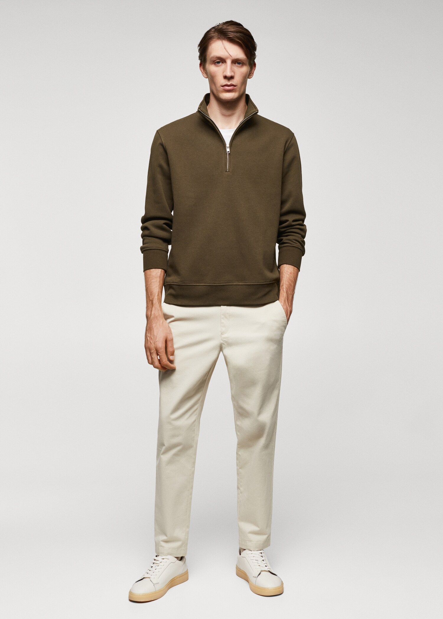 Sweat-shirt coton col zippé - Plan général