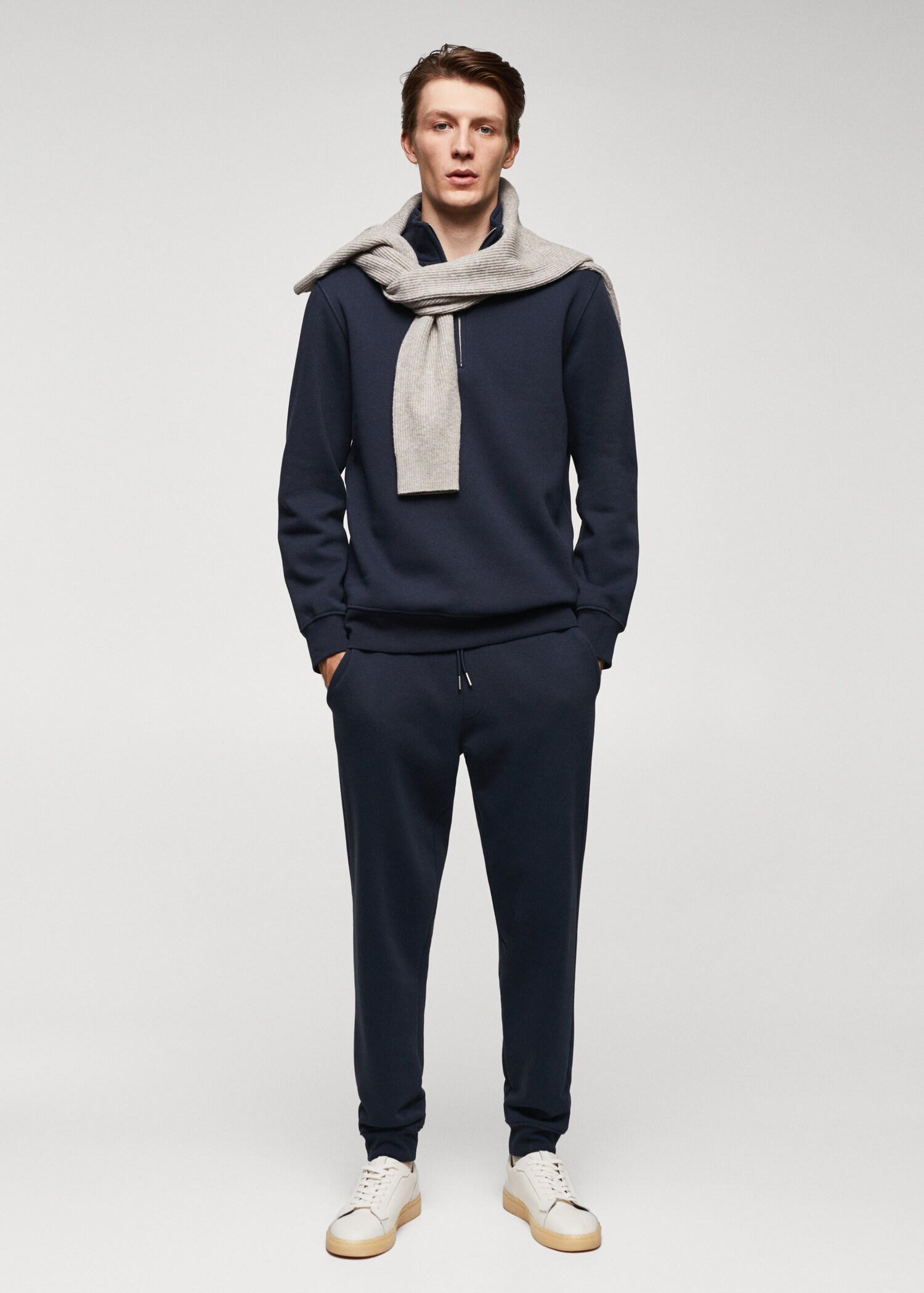 Sweat-shirt coton col zippé - Plan général