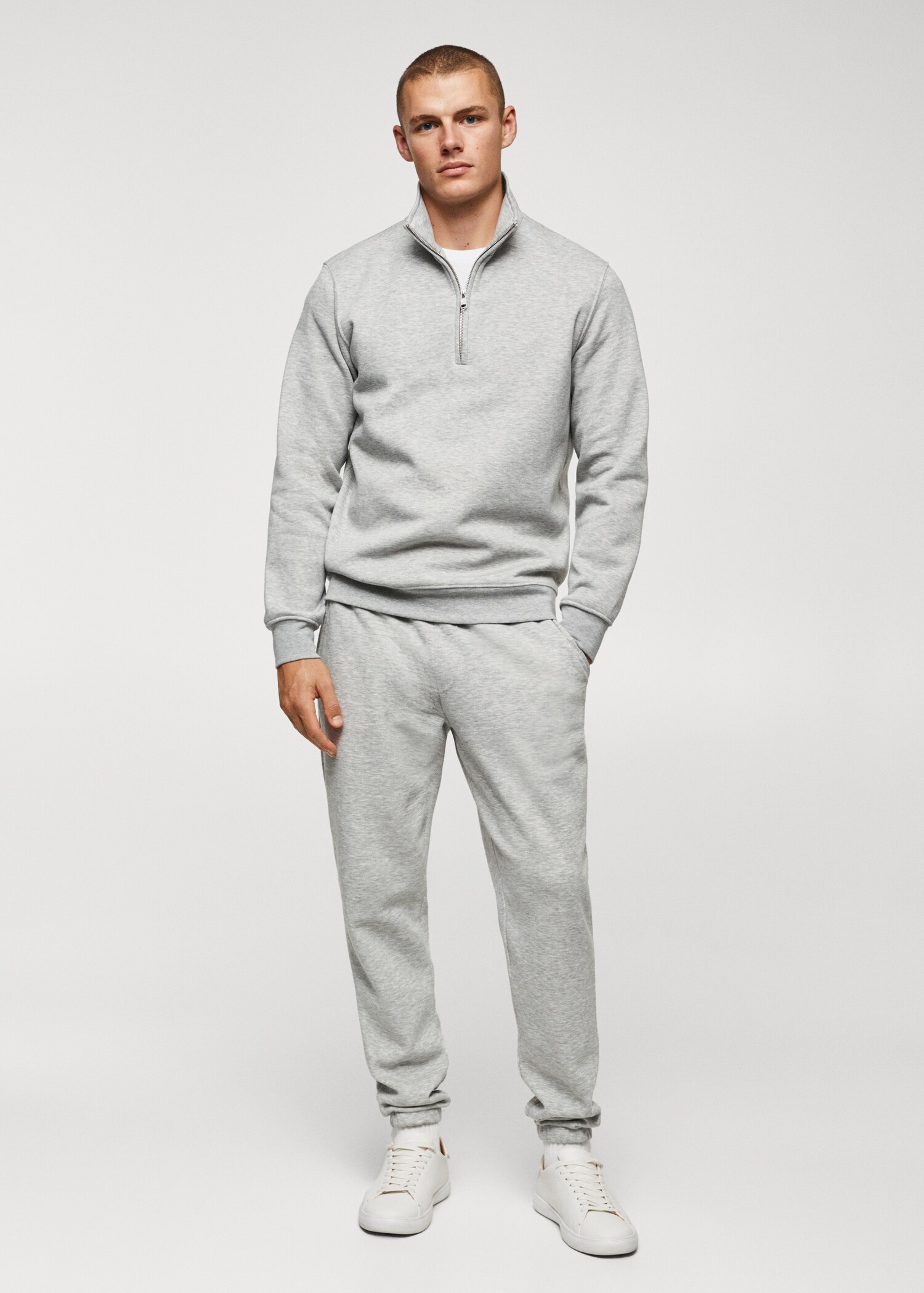 Sweat-shirt coton col zippé - Plan général