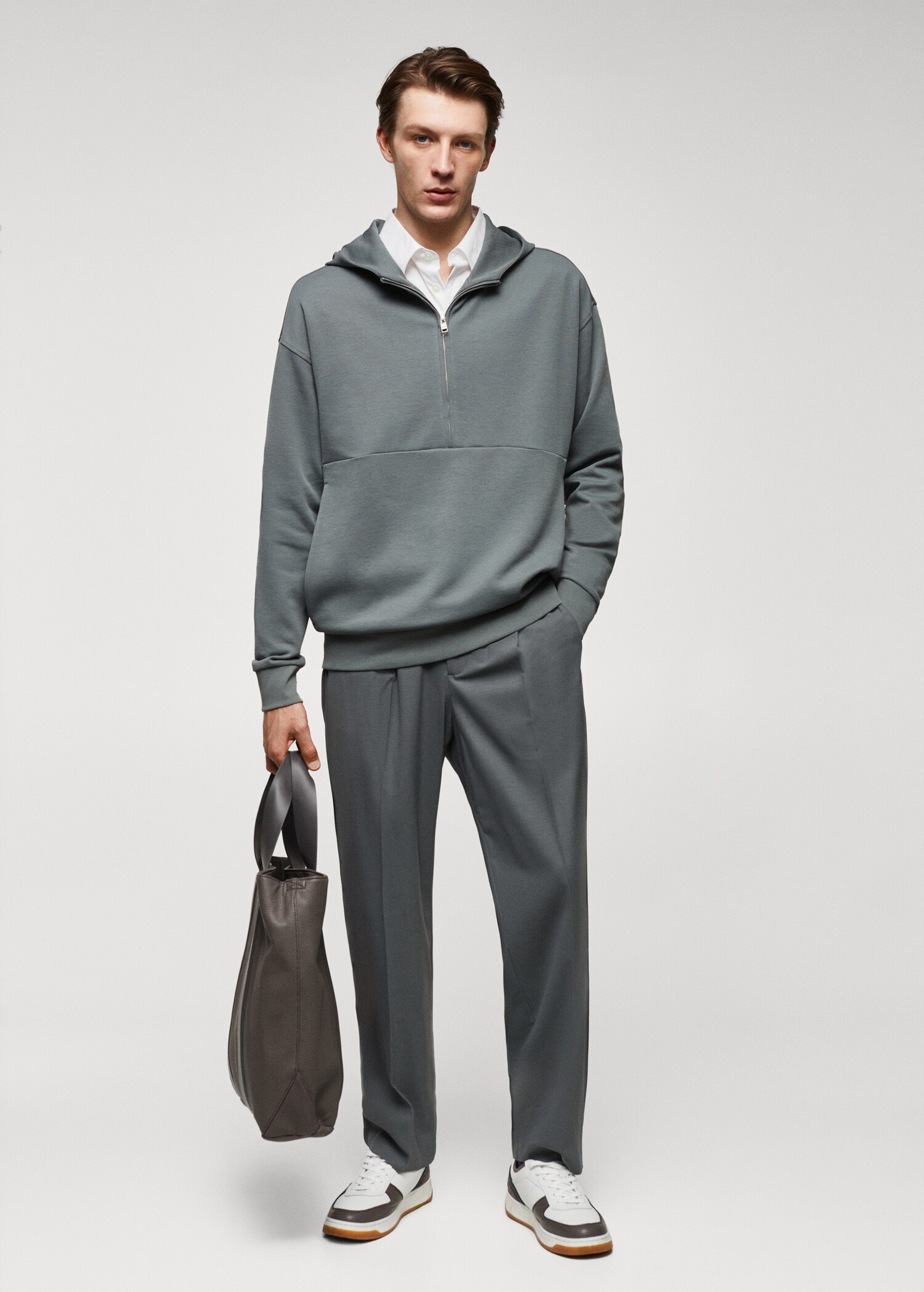 Oversized cotton sweatshirt with zip - General plane