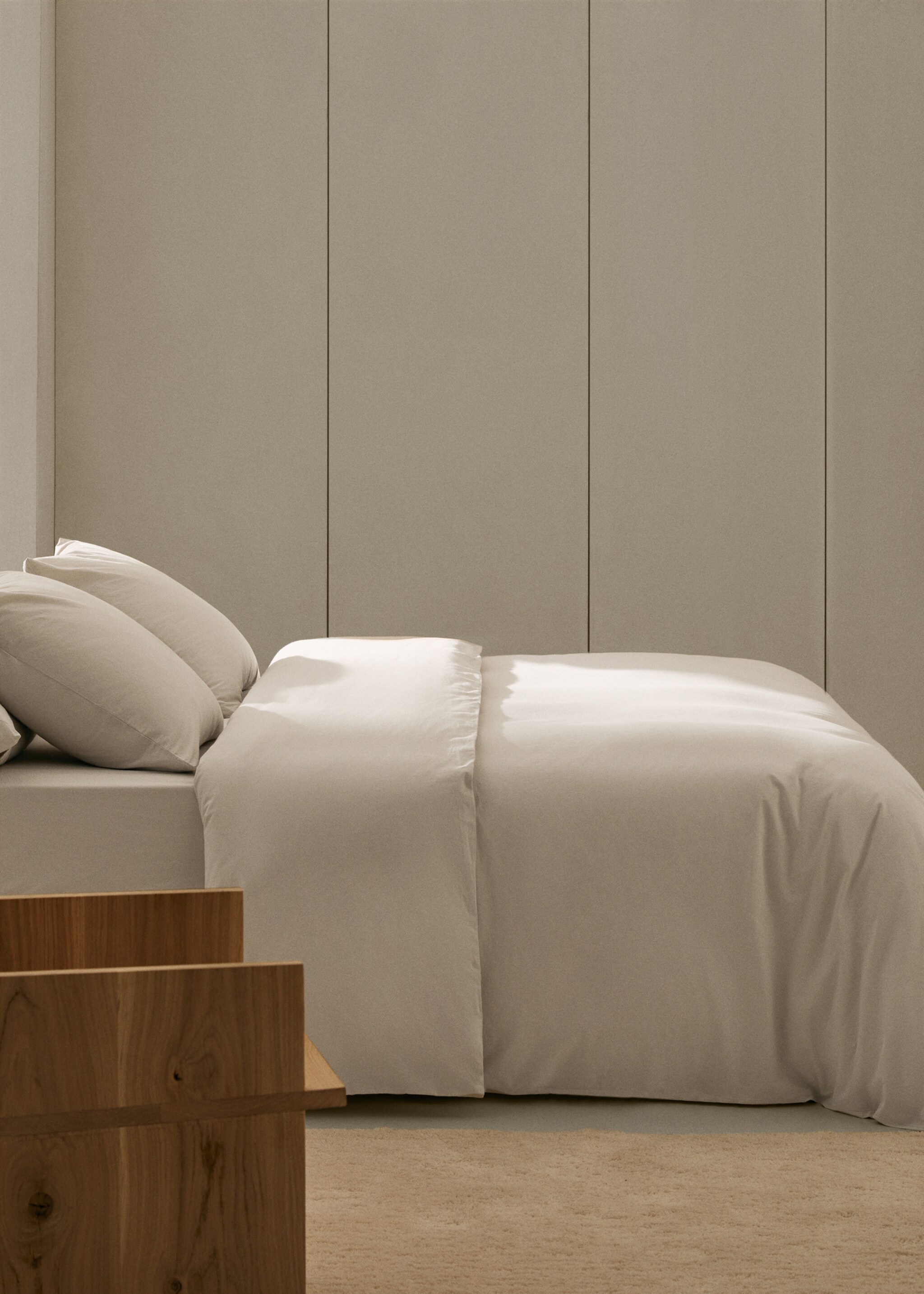 Washed cotton duvet cover for queen bed - General plane