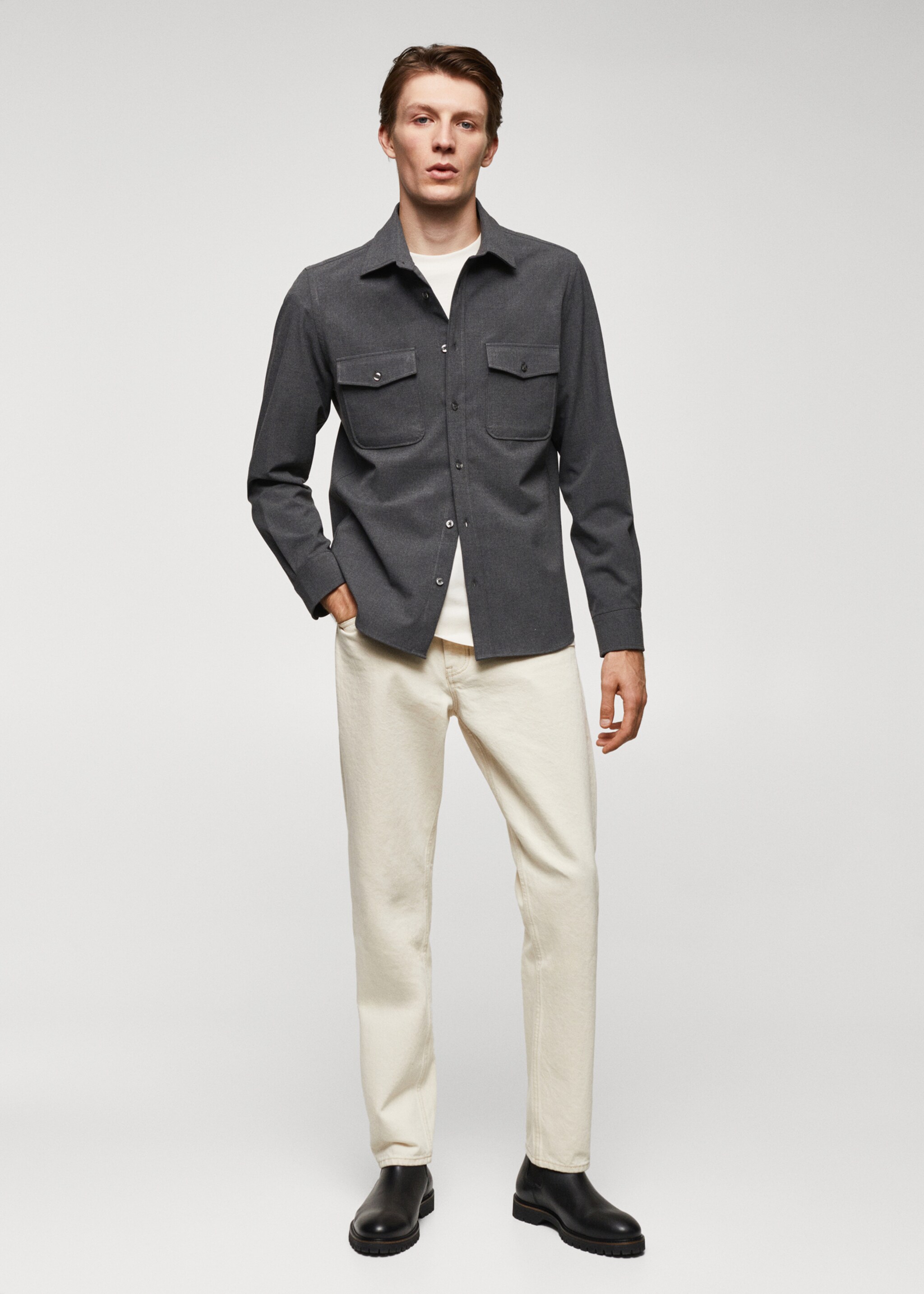 Pocketed cotton overshirt - General plane