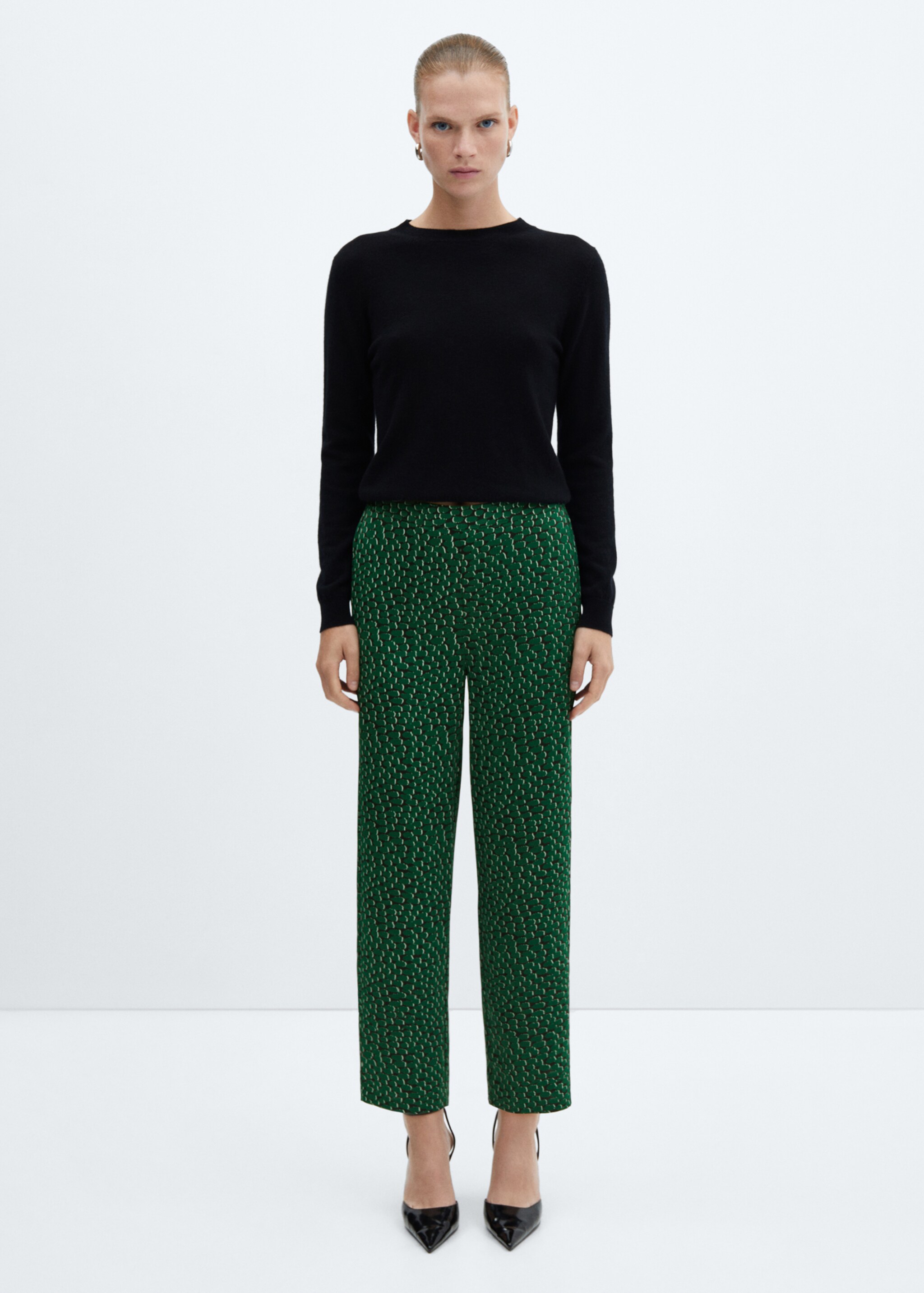 Flowy printed trousers - General plane, Green. Ref: 57007721-00.