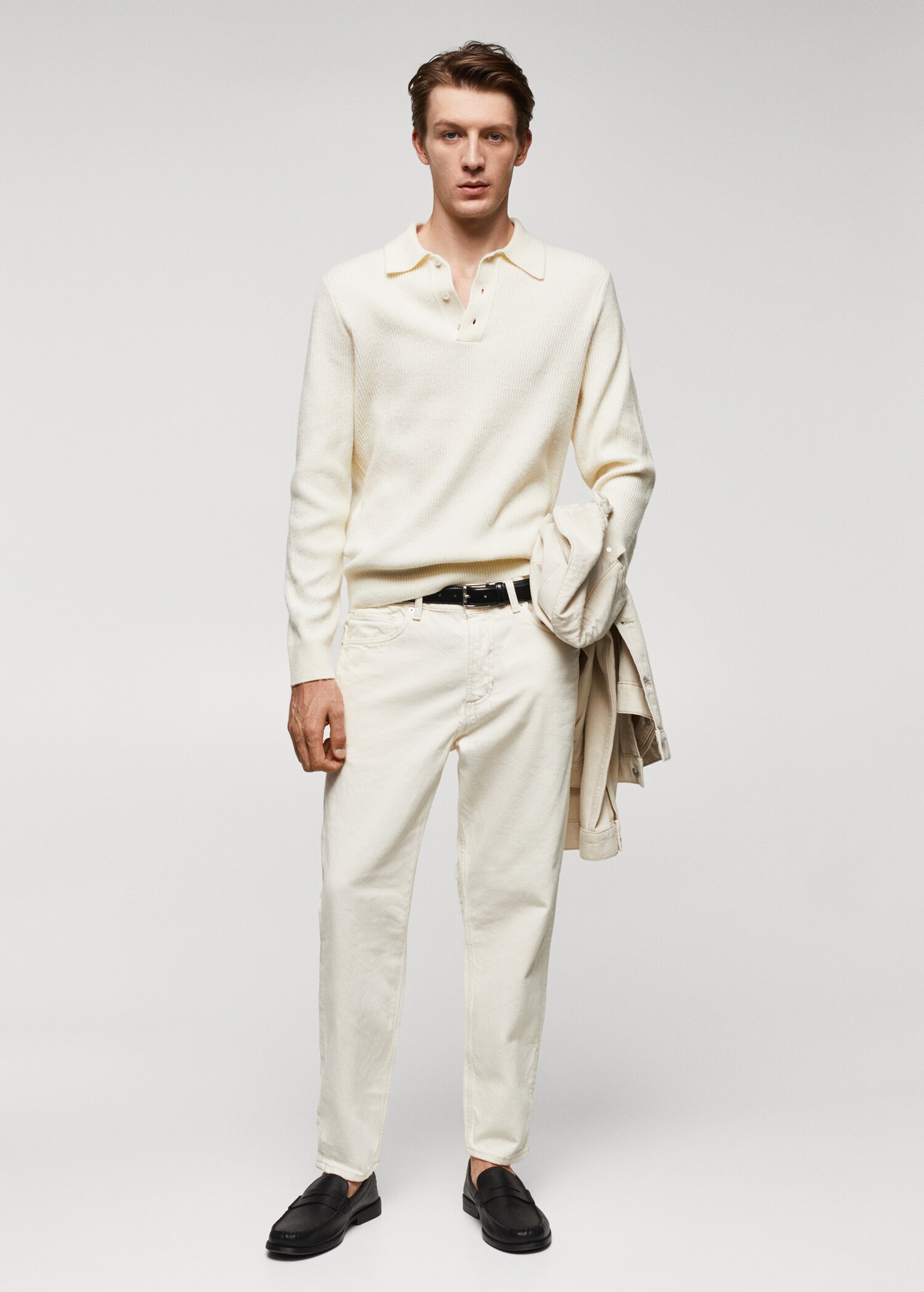 Ribbed knit polo shirt - General plane