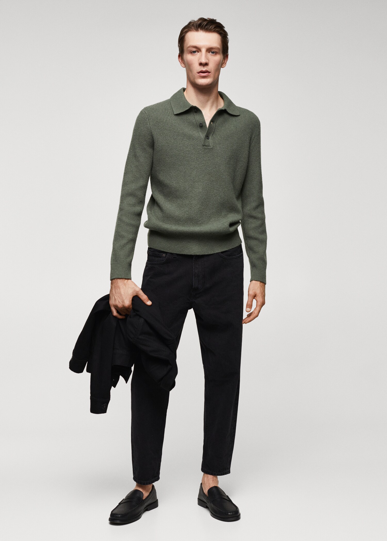 Ribbed knit polo shirt - General plane