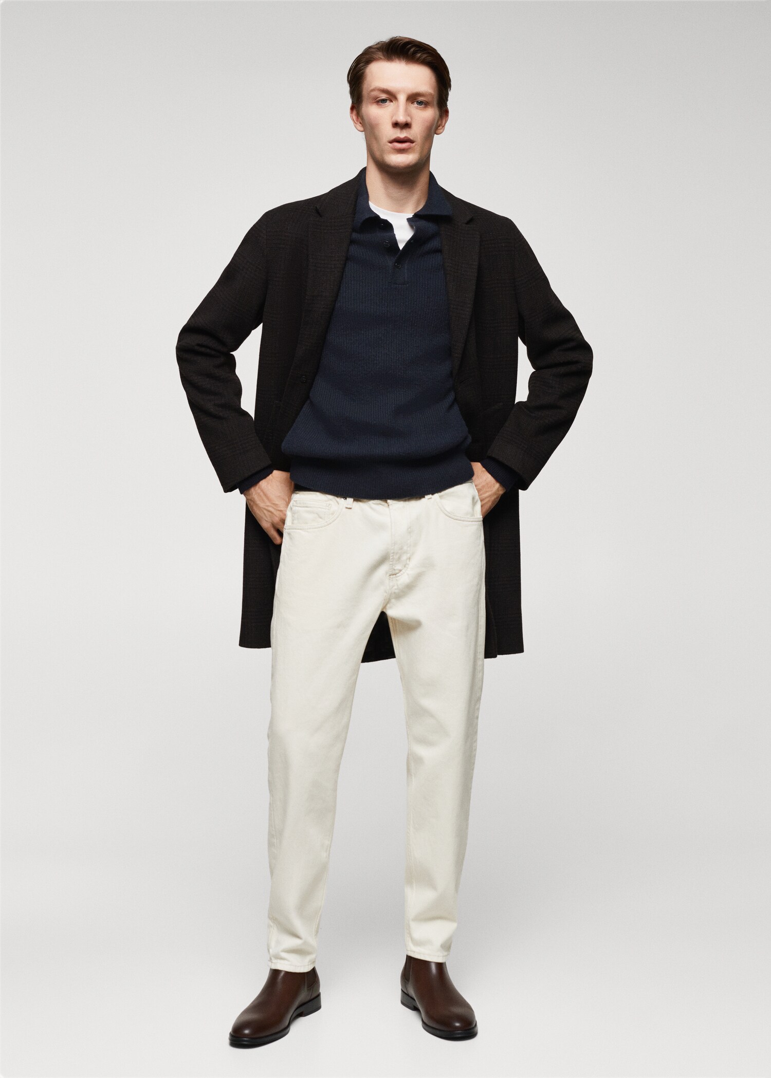 Ribbed knit polo shirt - General plane