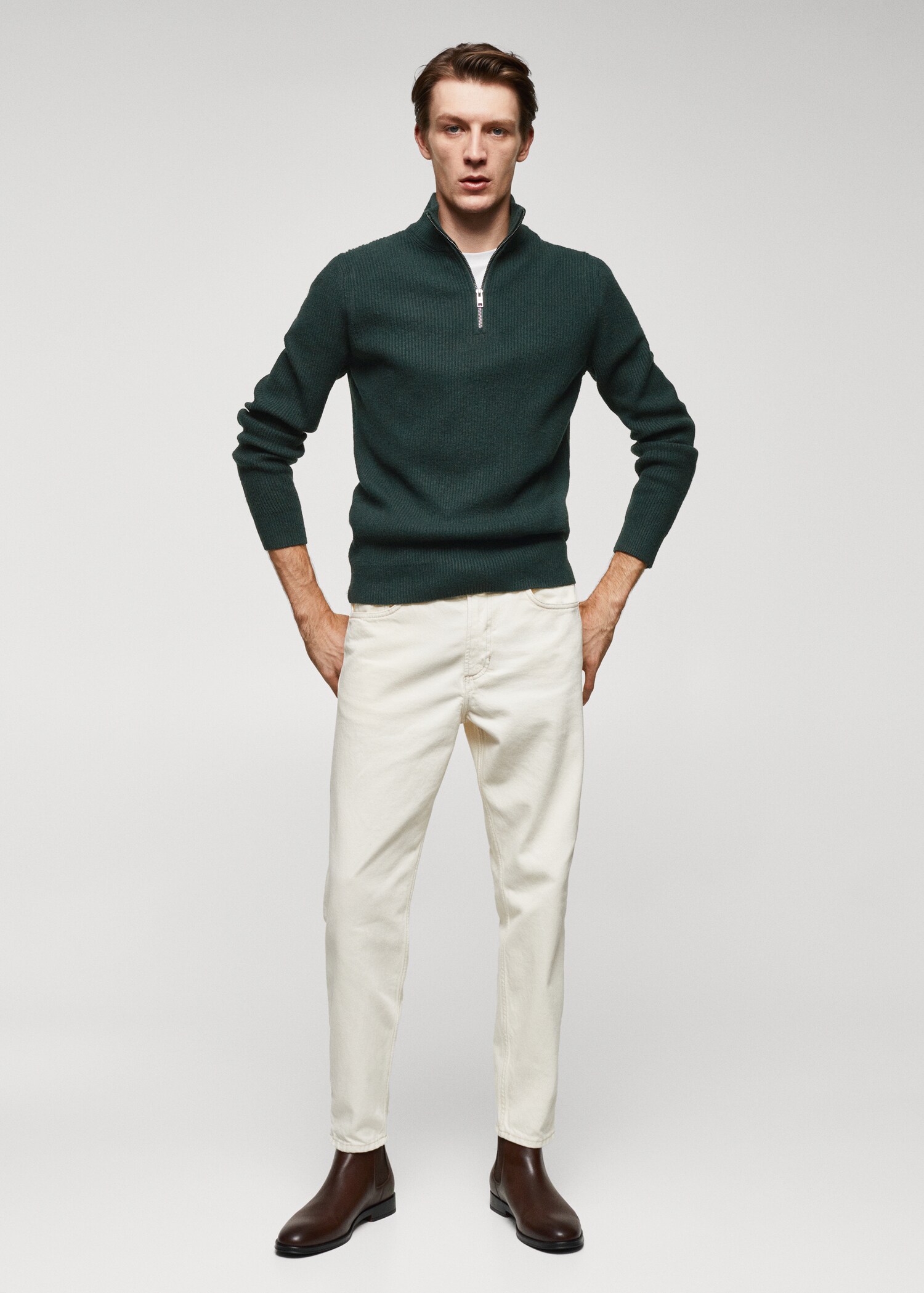Ribbed sweater with zip - General plane