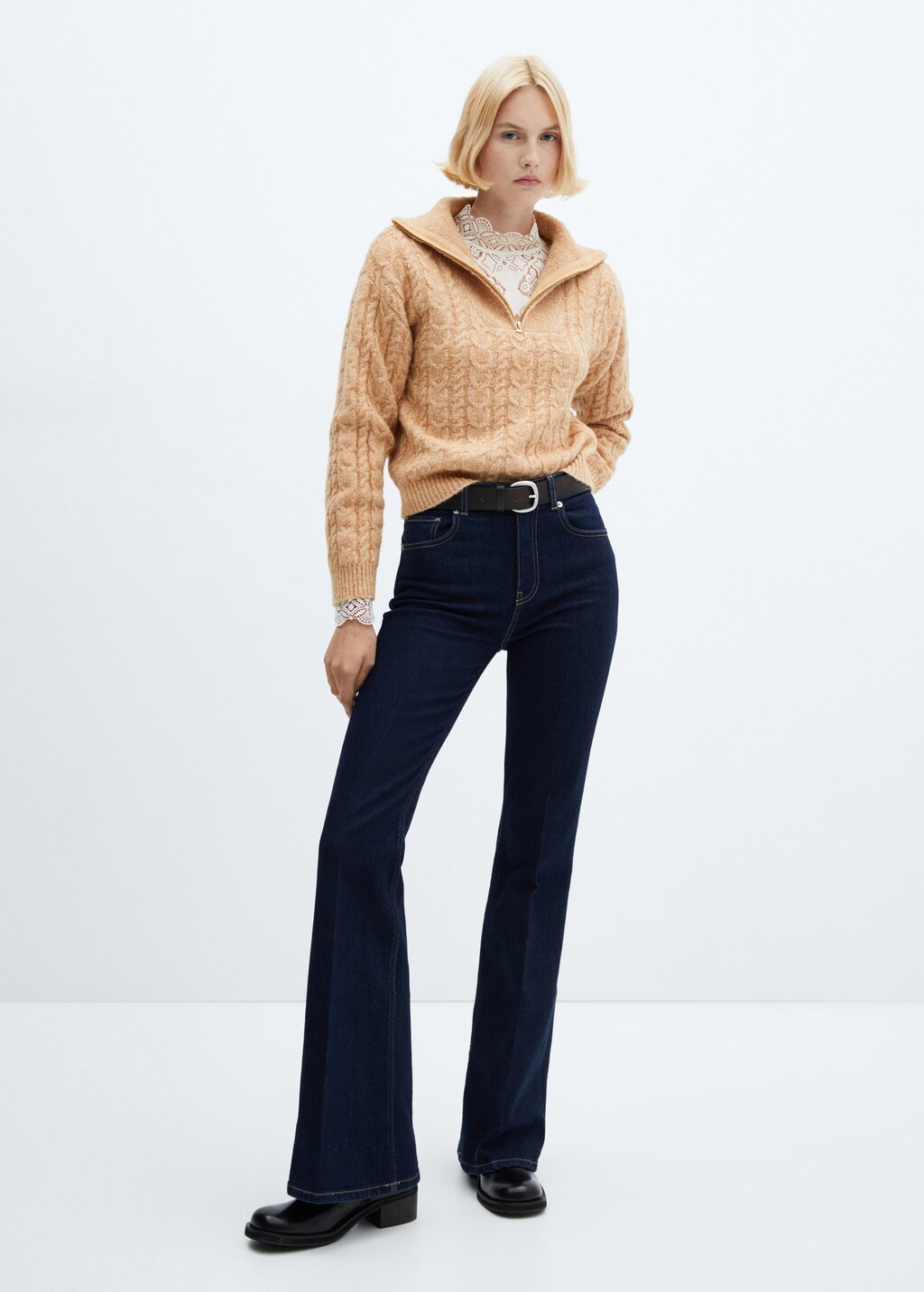 Polo-neck sweater with shoulder pads - Women | MANGO OUTLET USA