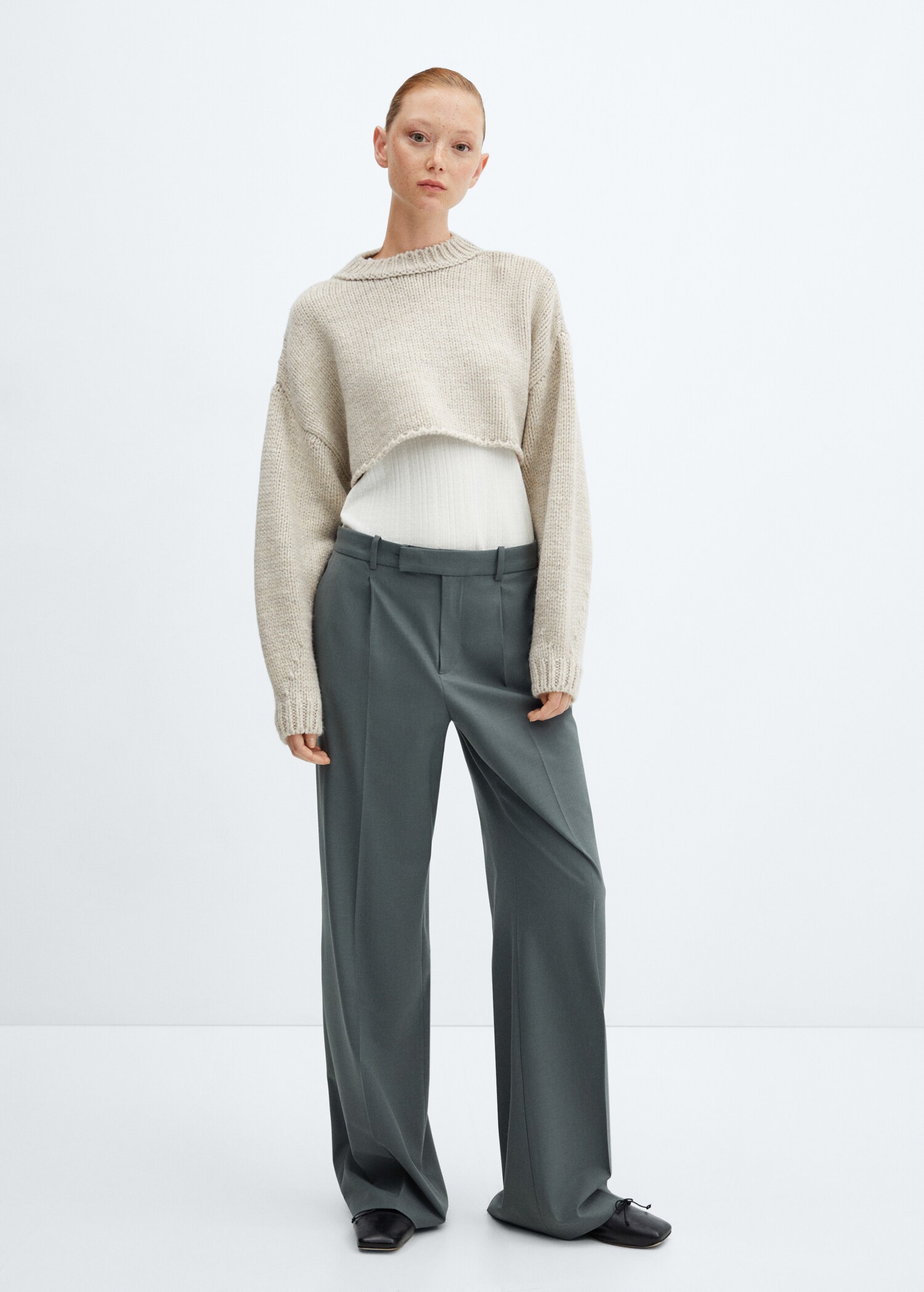 Round-neck cropped jumper - General plane