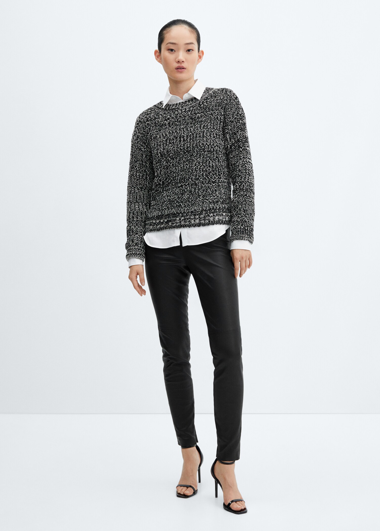Mottled round-neck sweater - General plane