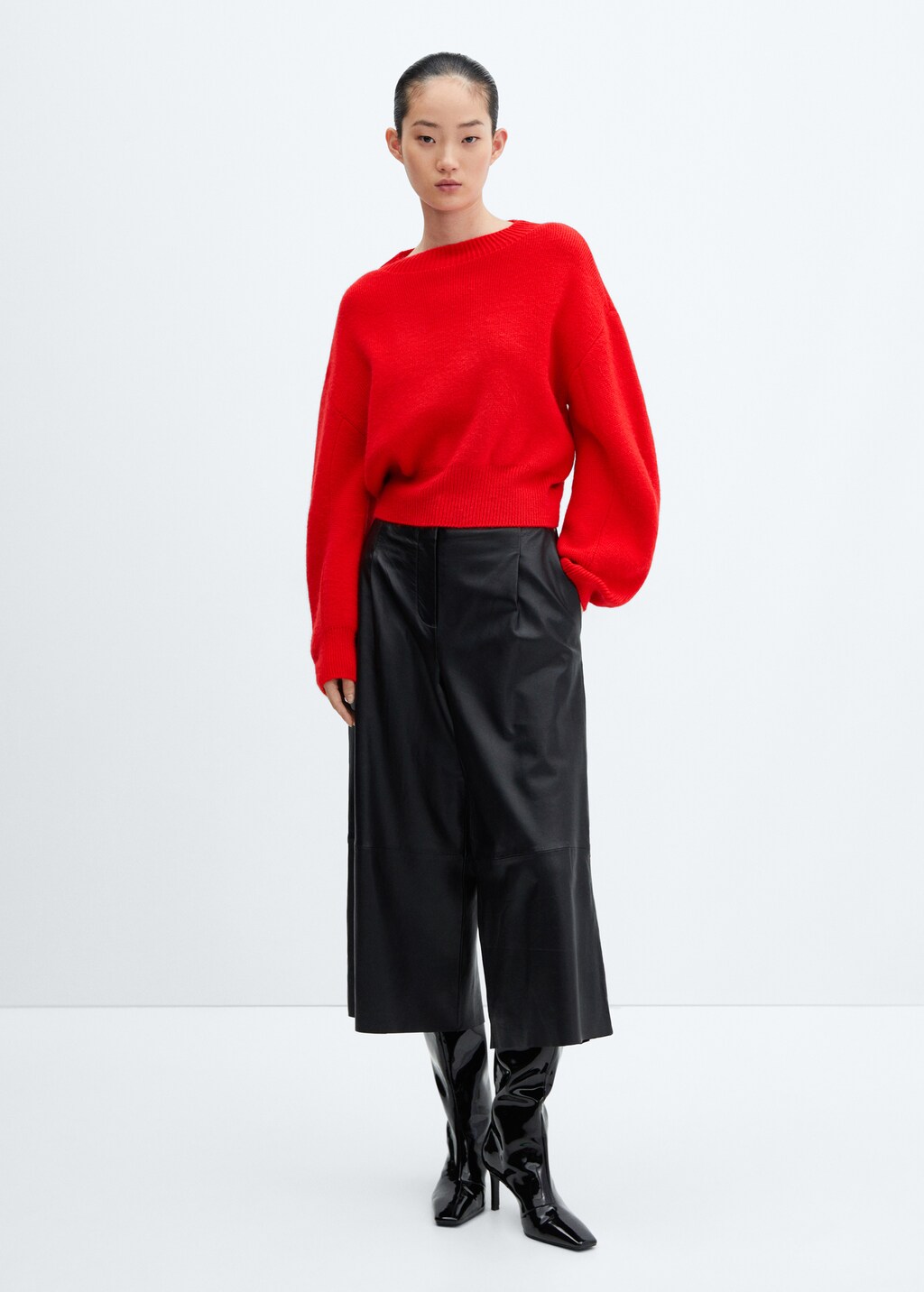 Puff-sleeve knitted sweater - Women | MANGO OUTLET USA