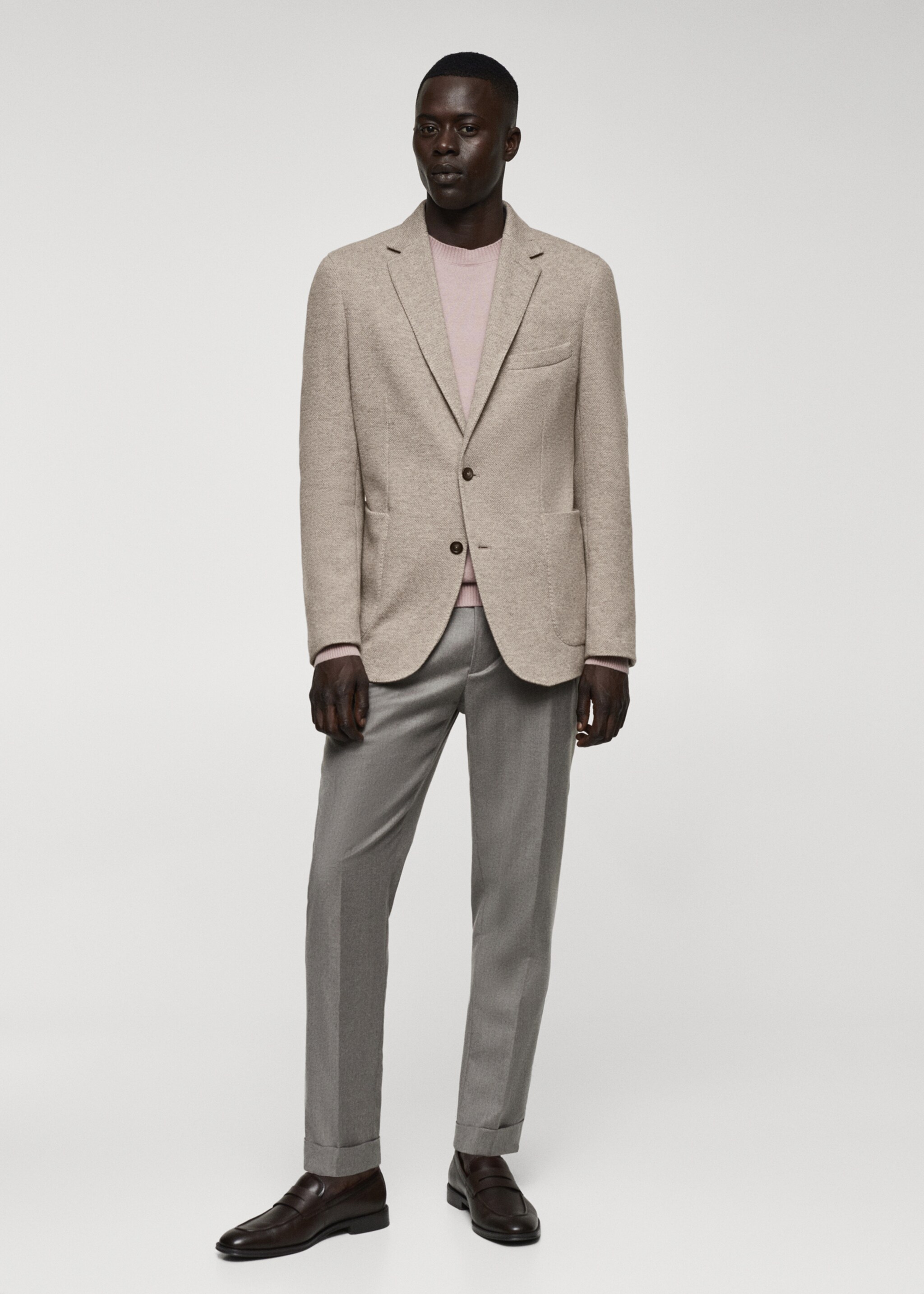 Virgin wool knitted blazer - General plane, Beige. Ref: 57008638-00.