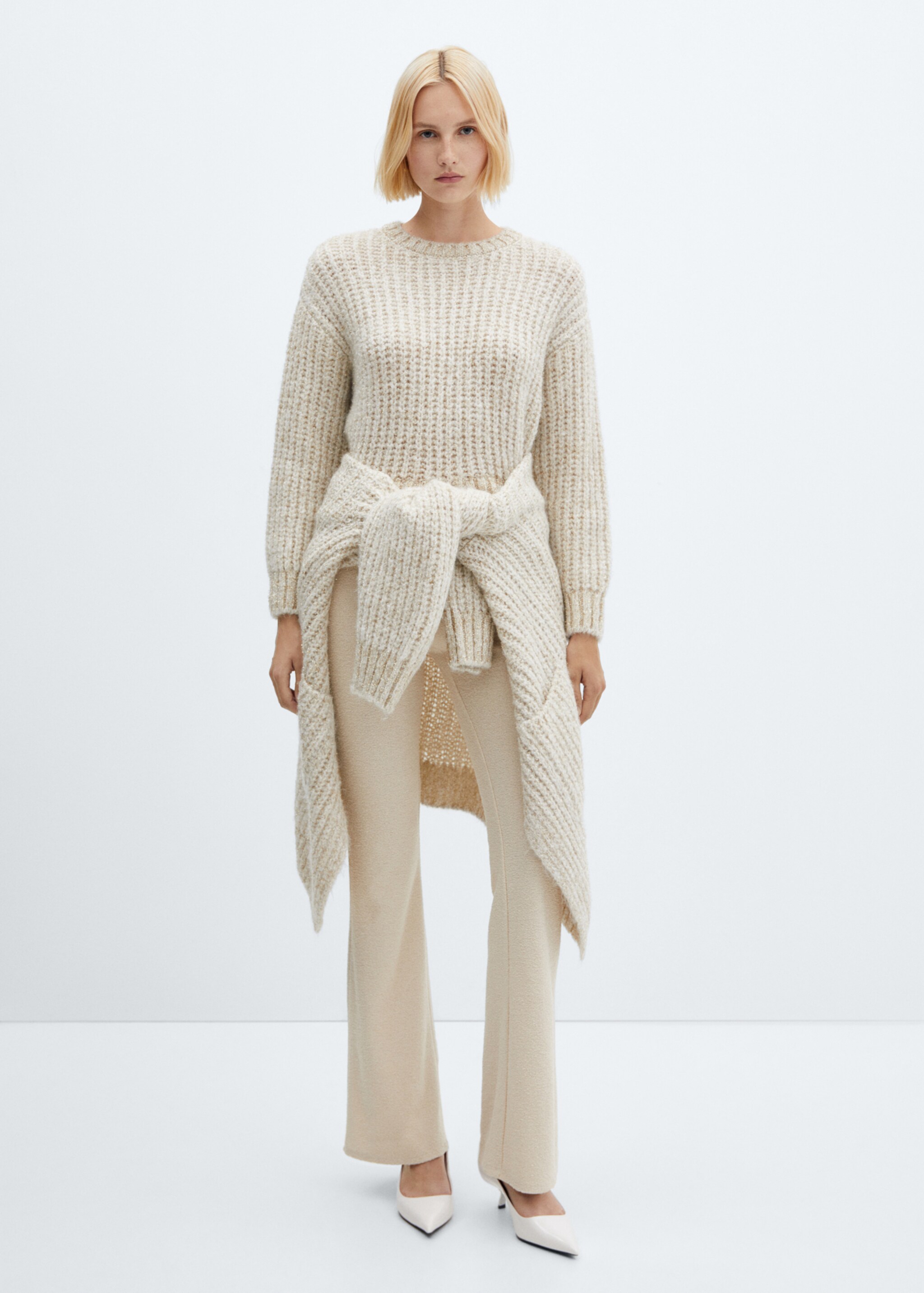 Thick knit lurex jumper - General plane, Ecru. Ref: 57009125-00.