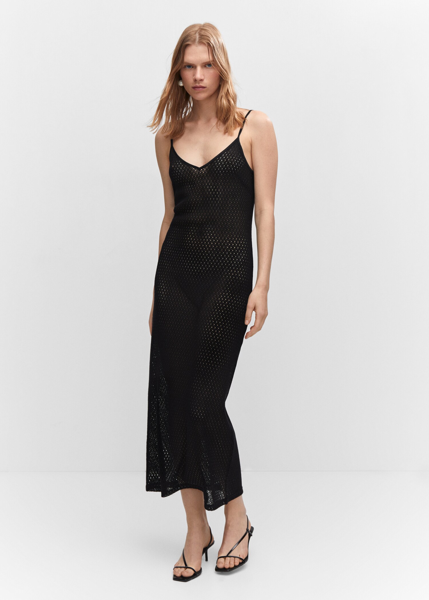 Robe longue maille ajourée - Plan général